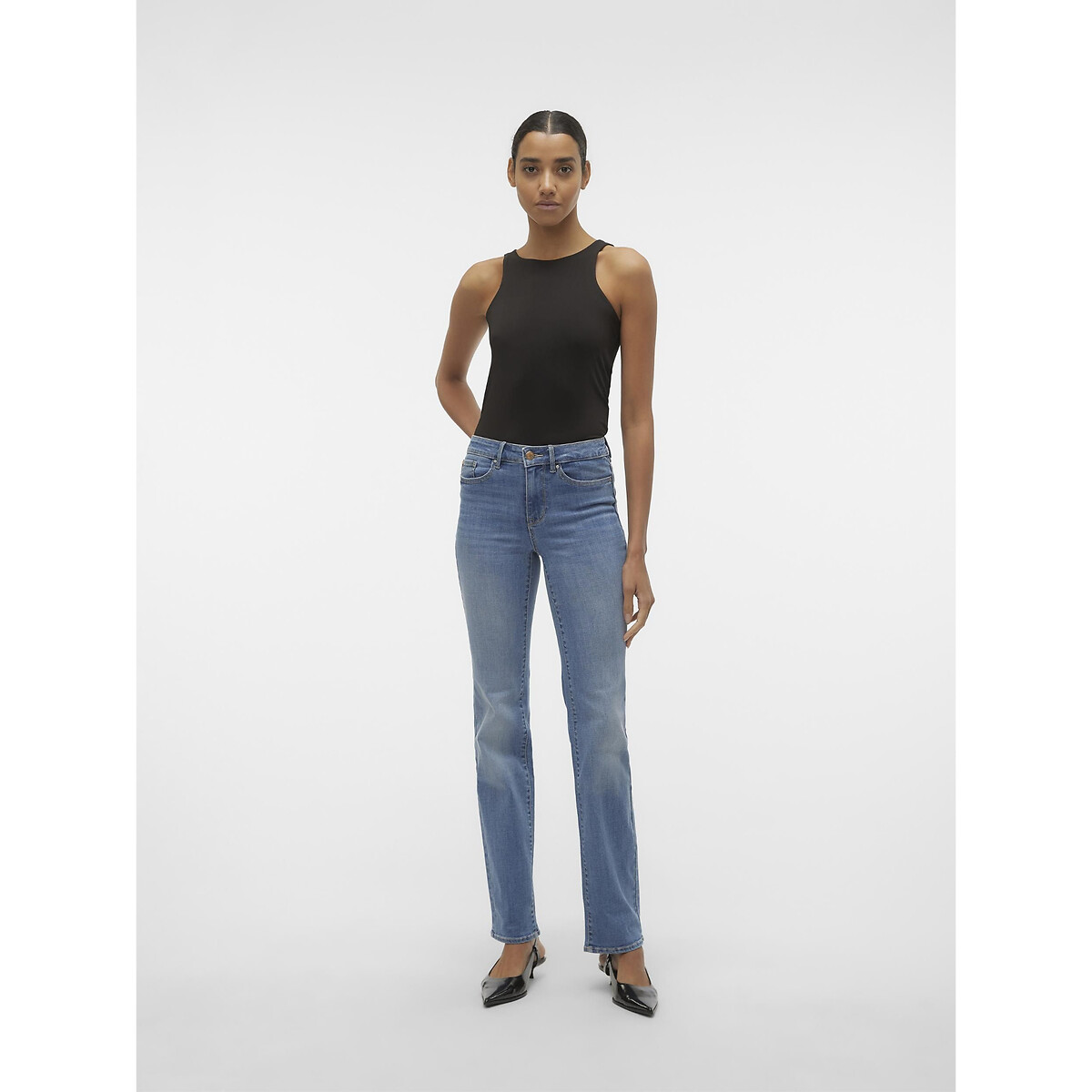 Jean droit, taille standard medium blue, VERO MODA