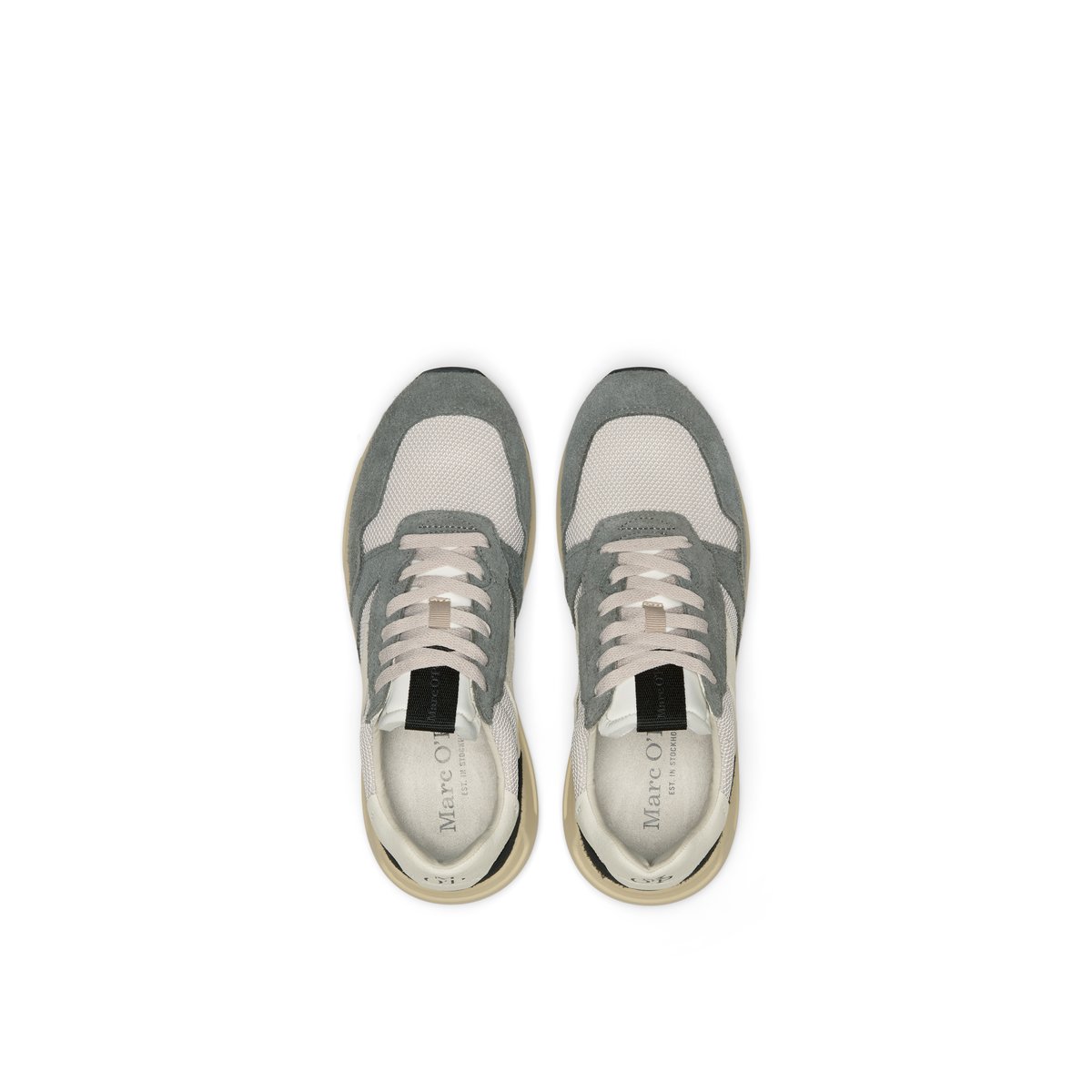 Sneaker modèle Josef en mesh et cuir velours gris, MARC O'POLO