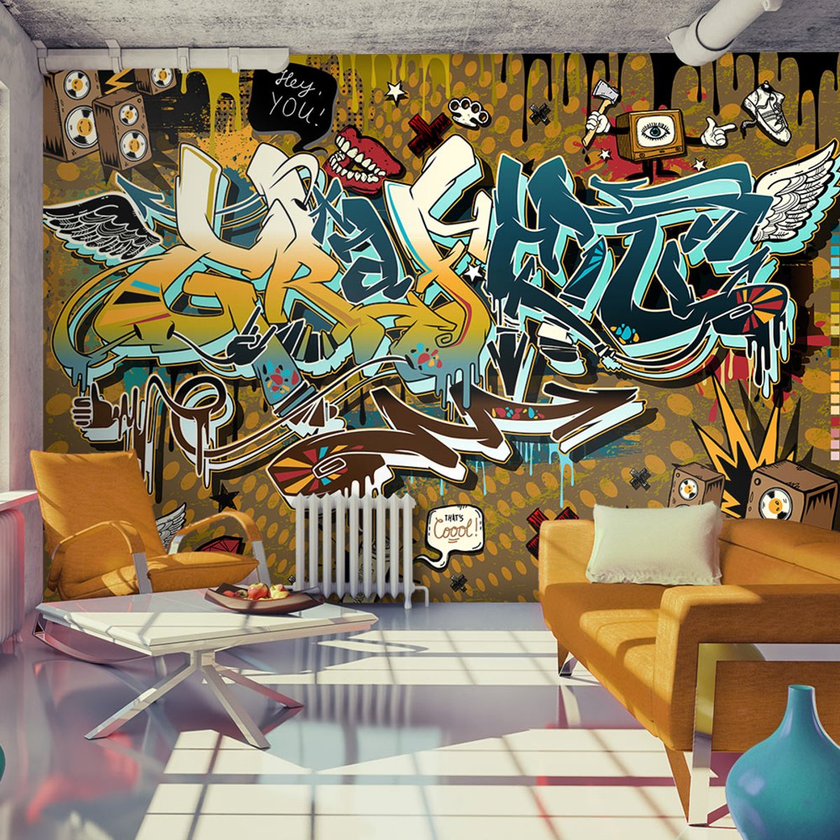 Papier peint intissé panoramique Street art That's cool multicouleur, EDEN