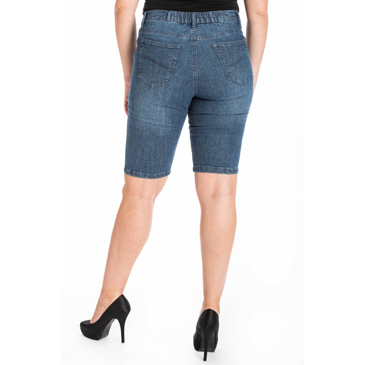 Bermuda denim avec ceinture élastiquée bleu, OBER