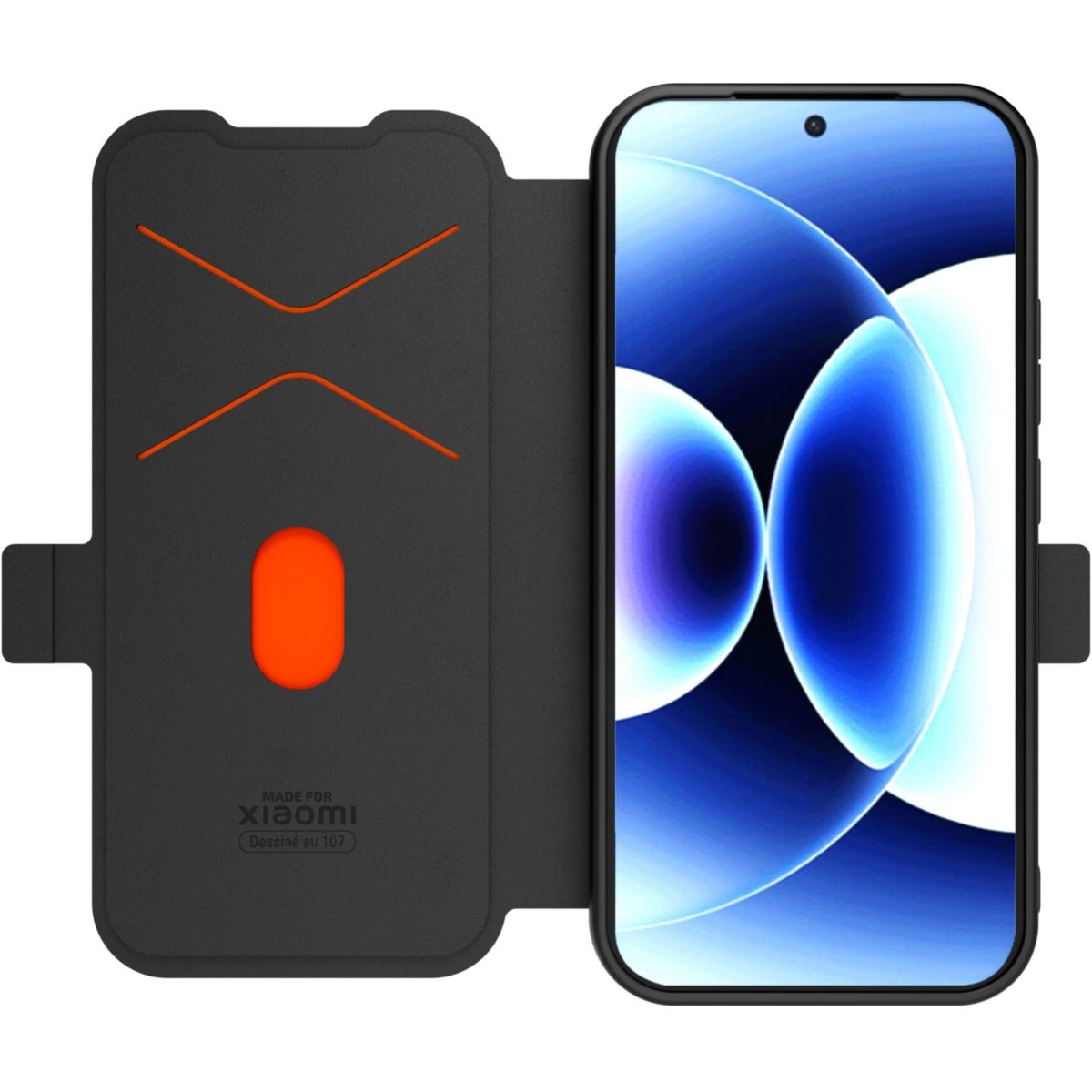 Etui avec cordon premium noir avec dragonne Xiaomi 17 couleur unique, MADE FOR XIAOMI