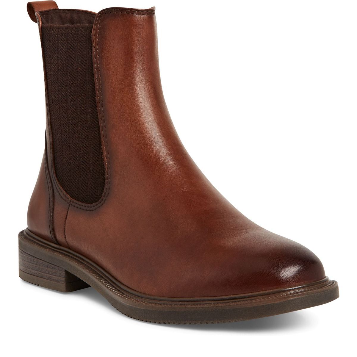 Bottine Chelsea en cuir marron cognac, MARCO TOZZI