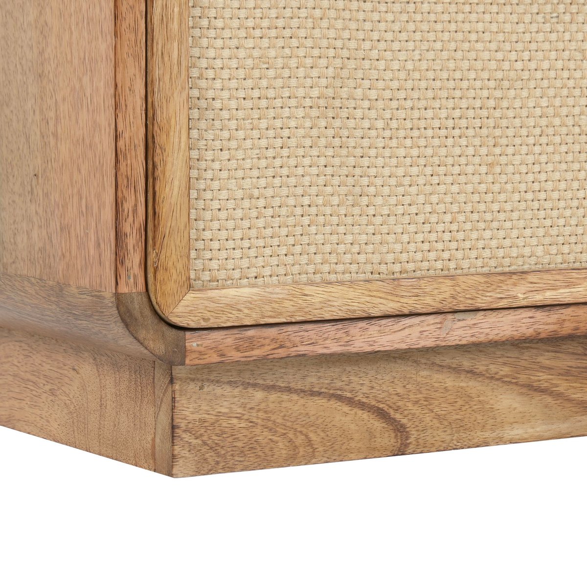 Table de chevet bois de mangue et jute 2 tiroirs 40x30x45cm bois, WADIGA