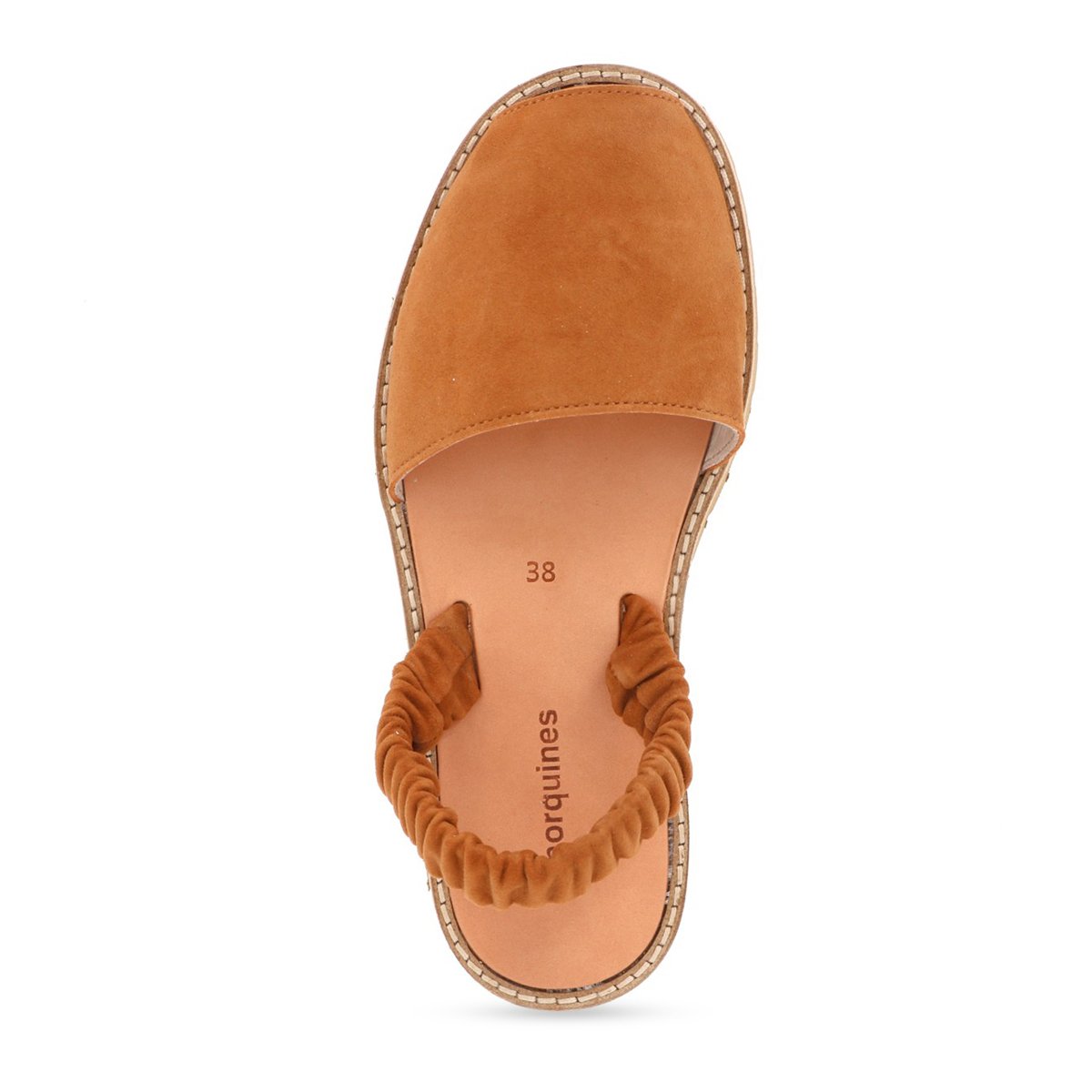Sandales plates en daim AVARCA FRUNCIA camel, MINORQUINES