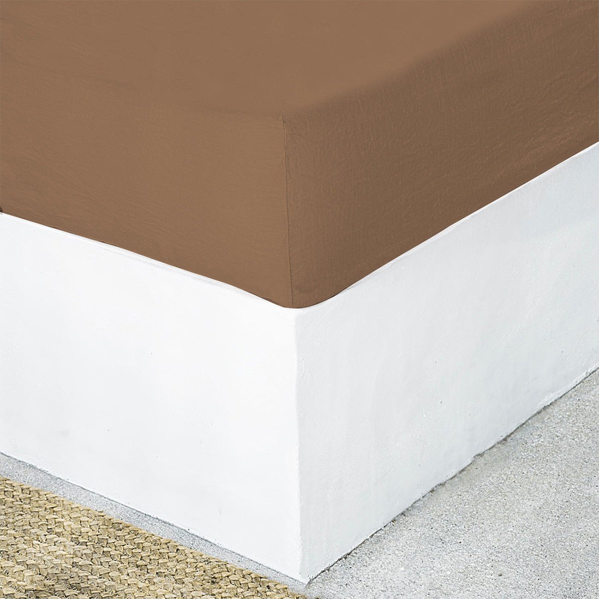 Drap housse lin lavé HORTENSE caramel, FEBRONIE