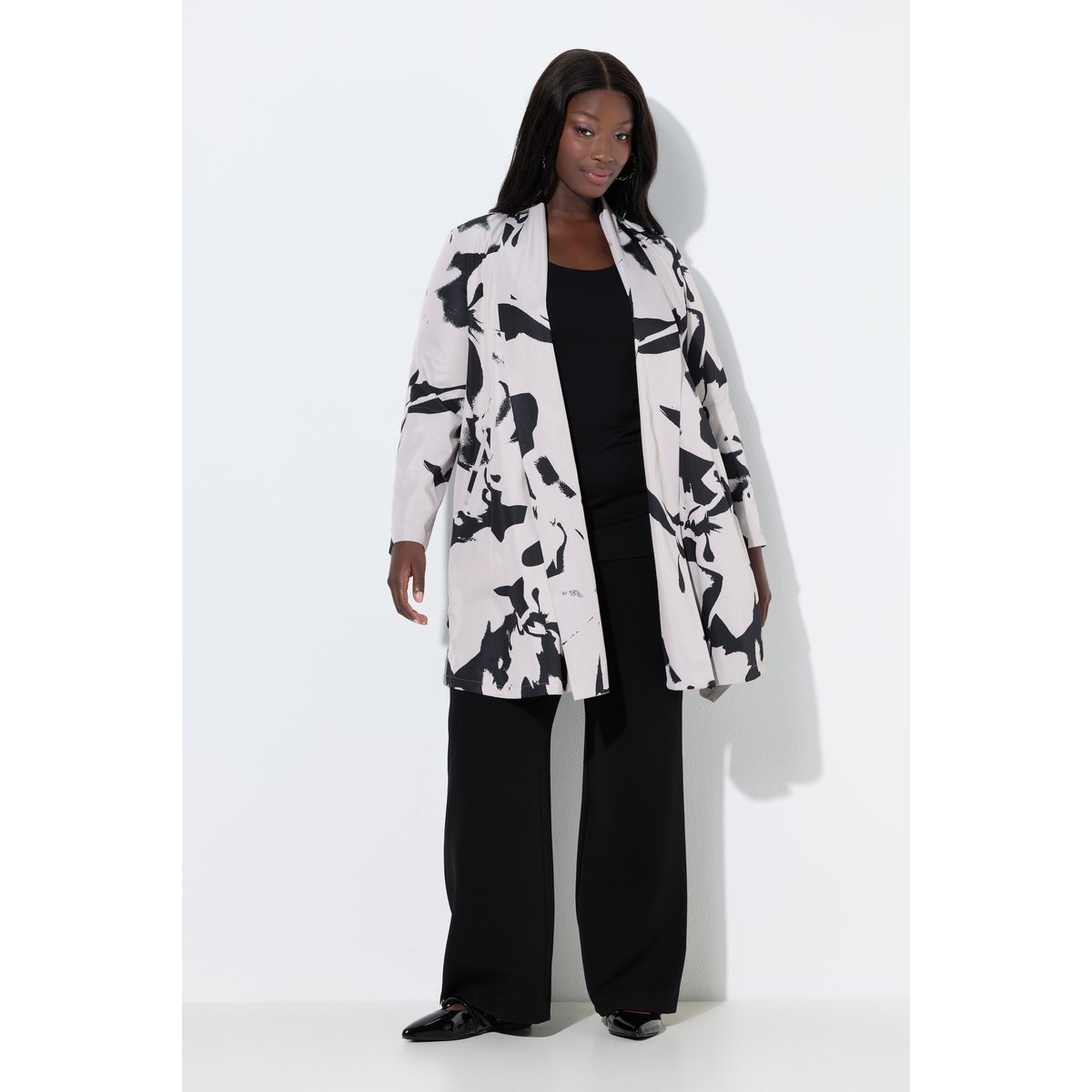 Veste longue asymétrique gris beige, ULLA POPKEN