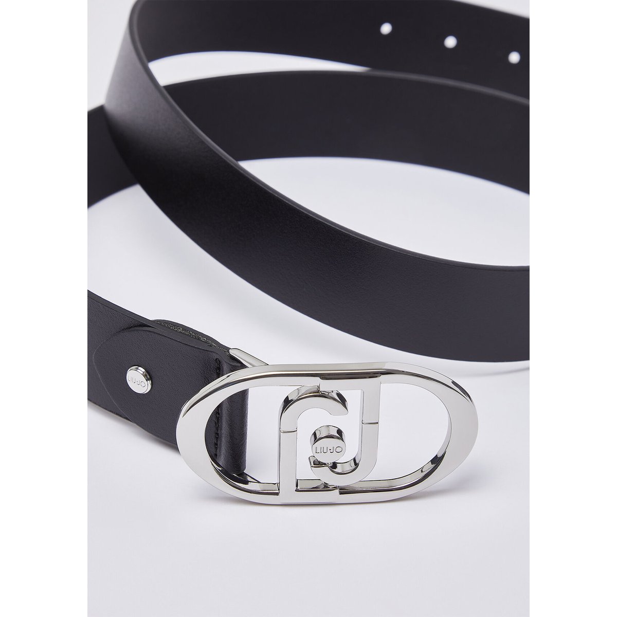 Ceinture en cuir noir et argent, LIU JO