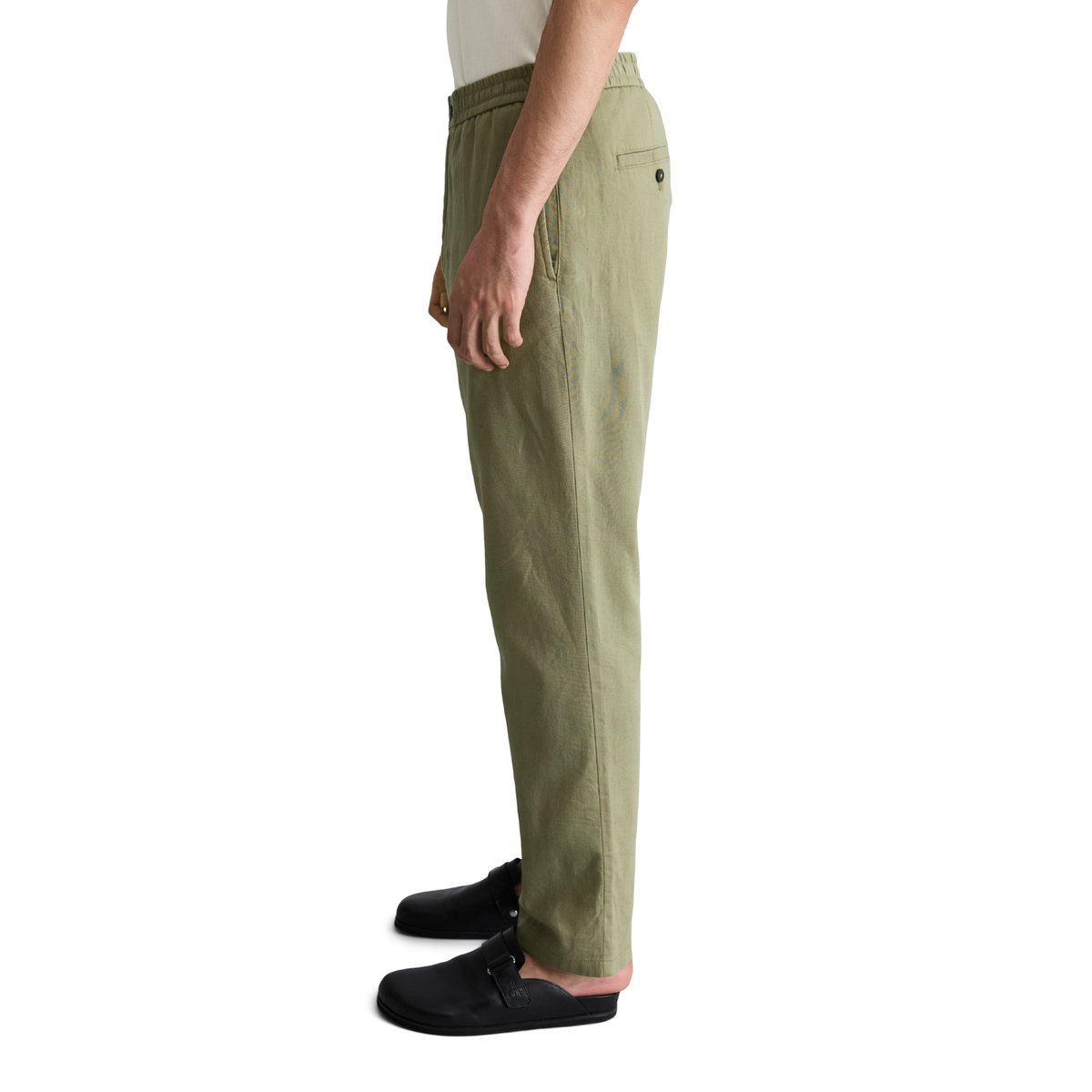 Pantalon modèle Malte relaxed en coton bio et en lin vert, MARC O’POLO DENIM