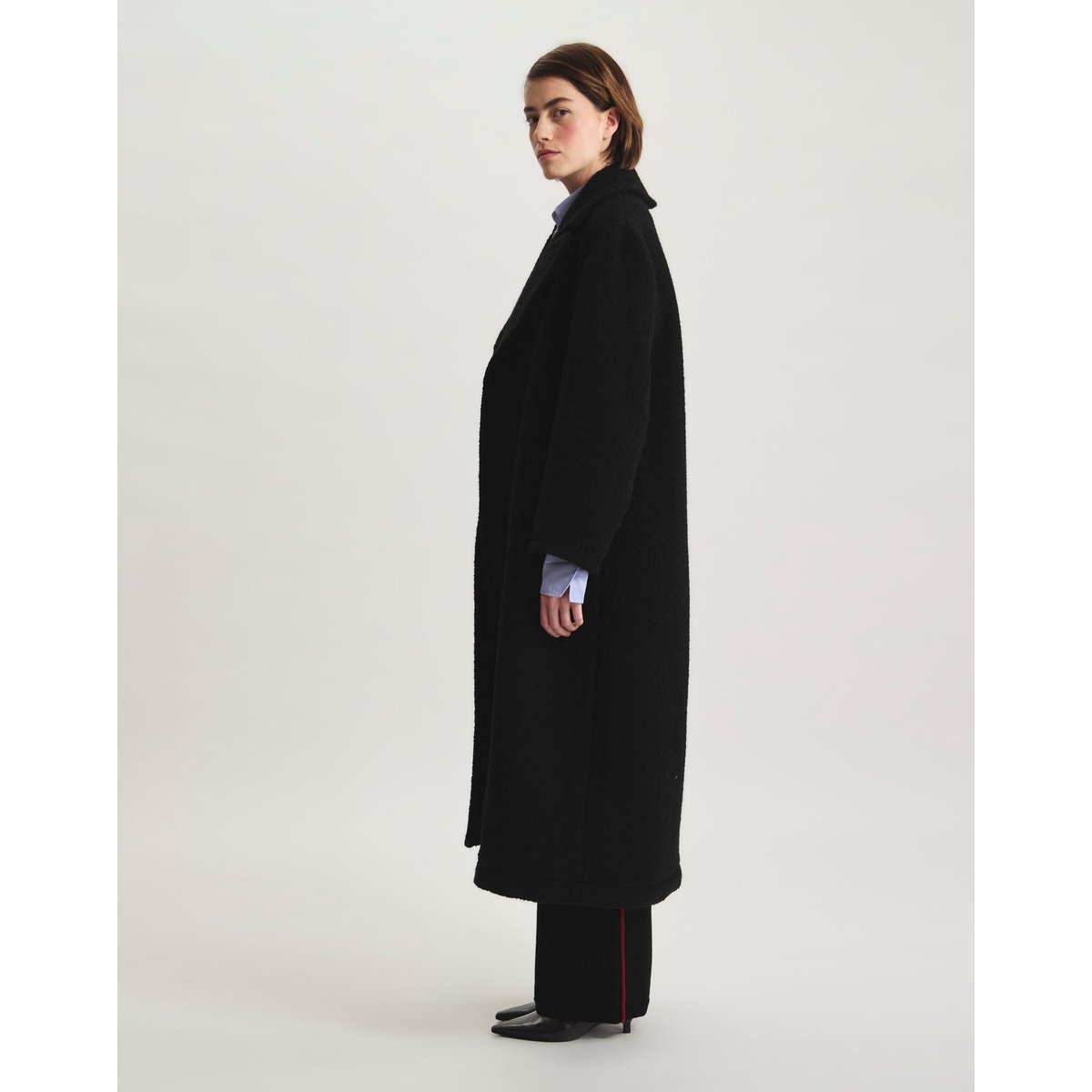 Manteau Denise en lainage à chevrons noir, INES DE LA FRESSANGE PARIS