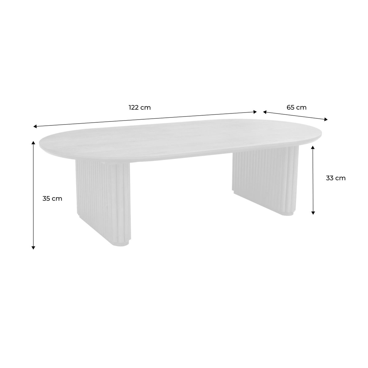 Table basse ovale bois d'hévéa placage chêne GABRIELLE chêne, SWEEEK