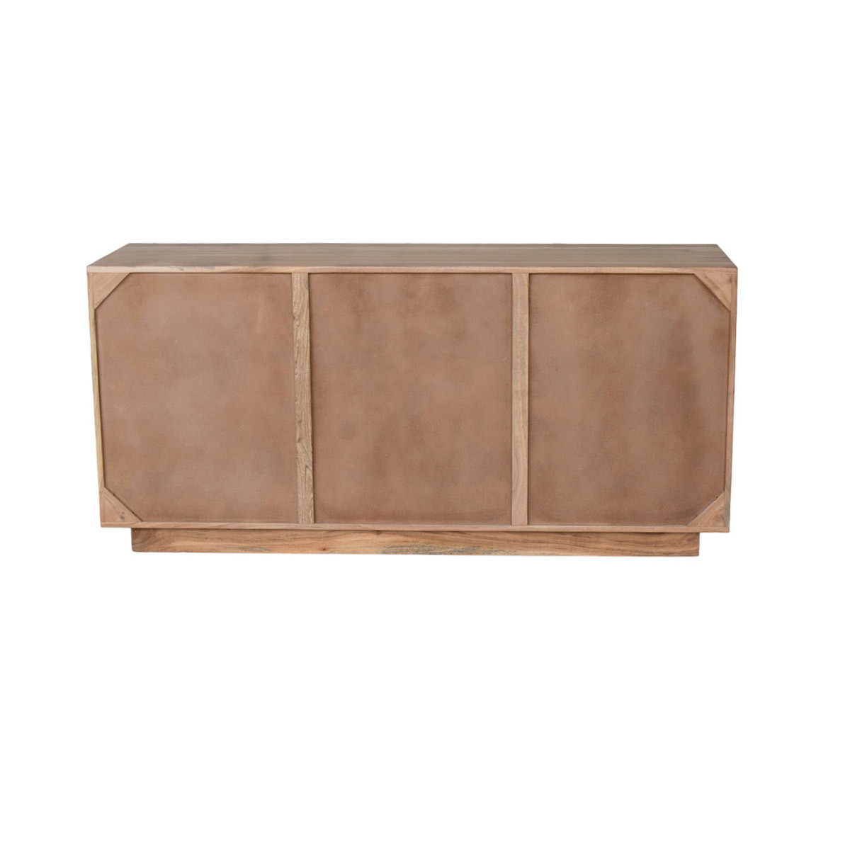 Buffet en bois massif gravé 3 portes L160 cm ARK bois brut, MILIBOO