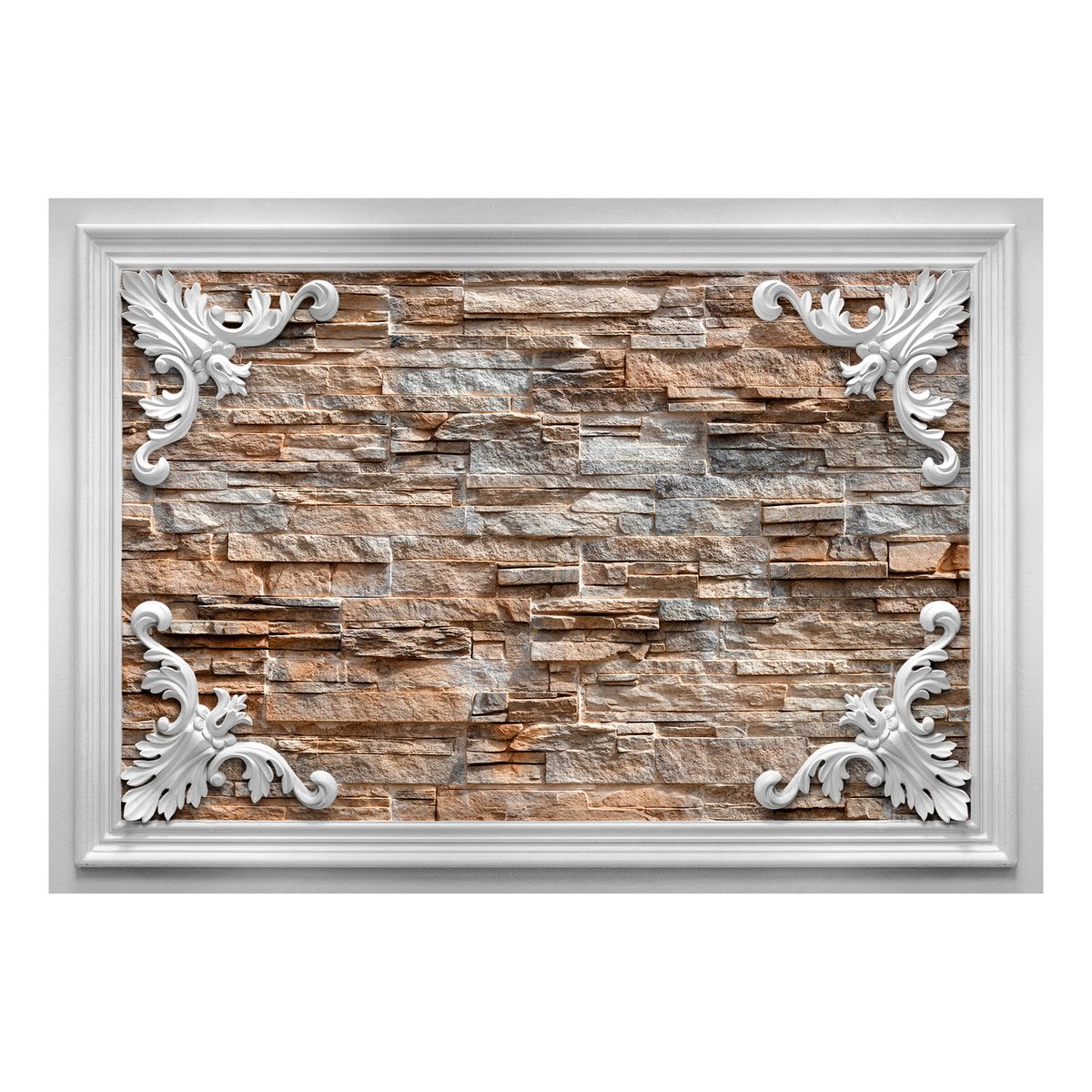 Papier peint intissé panoramique Brick in the Frame (Brown) gris / argent, EDEN