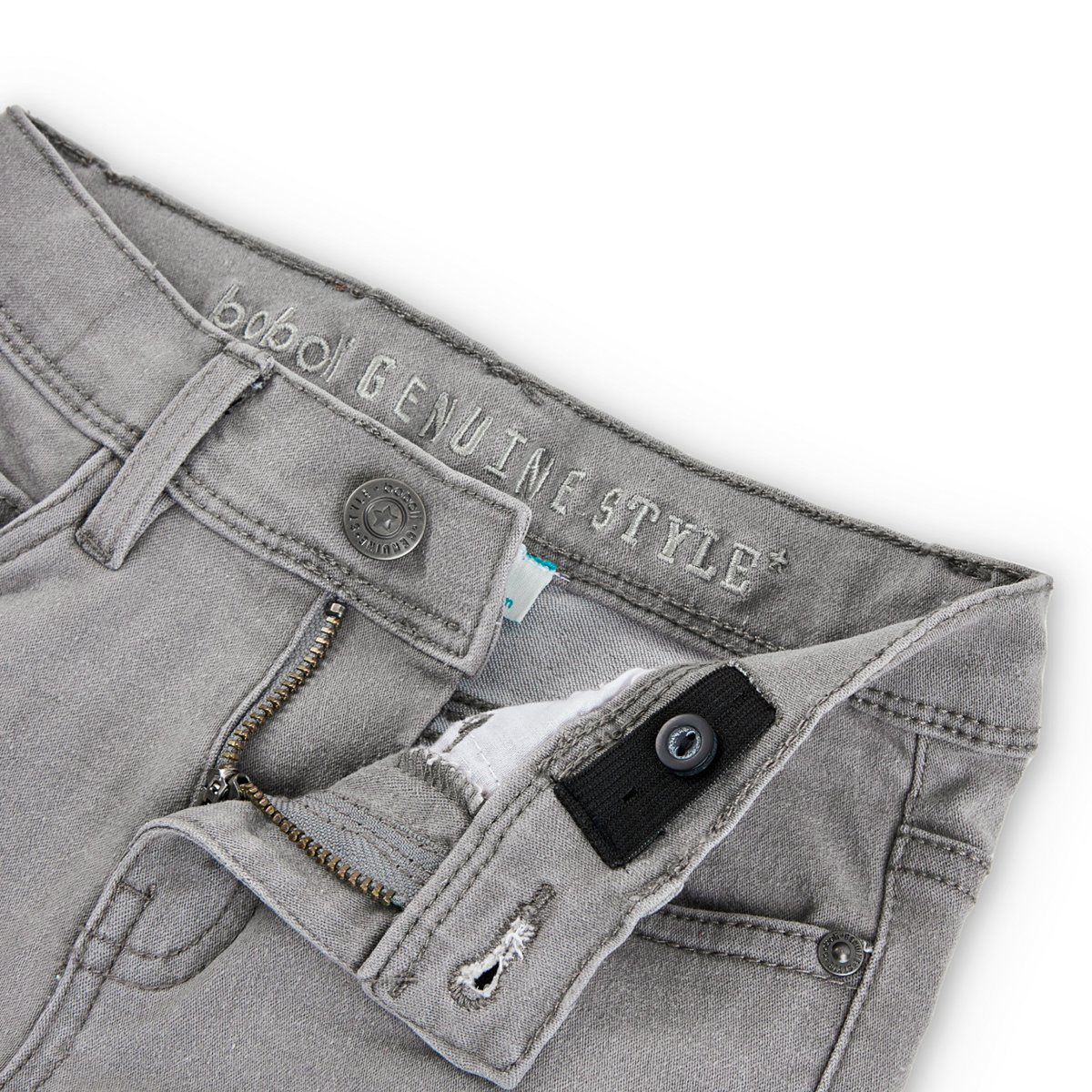 Pantalon garçon en denim élastiqué gris, BOBOLI