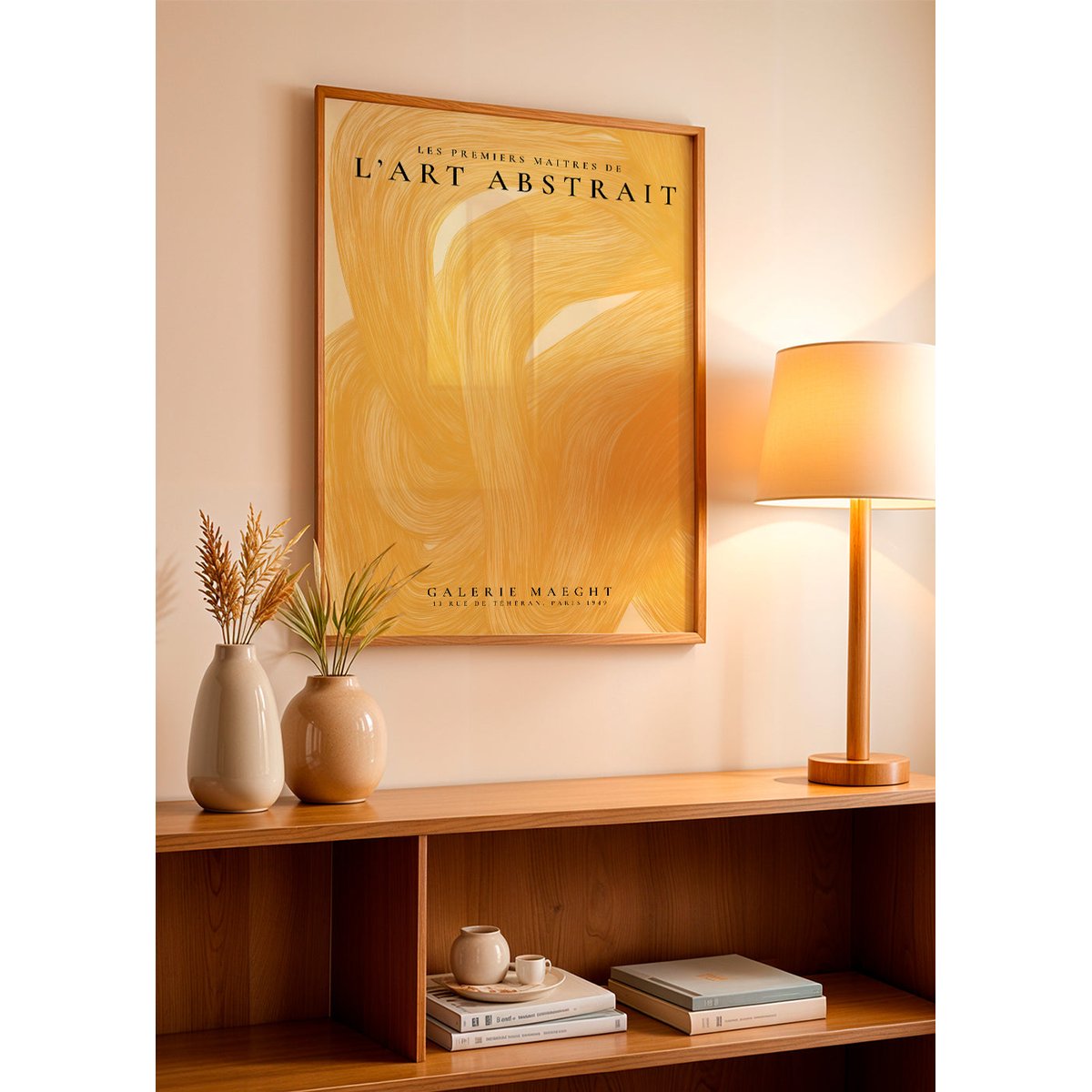 Affiche avec tableau décoratif, 50 x 70 cm beige, HANNUN