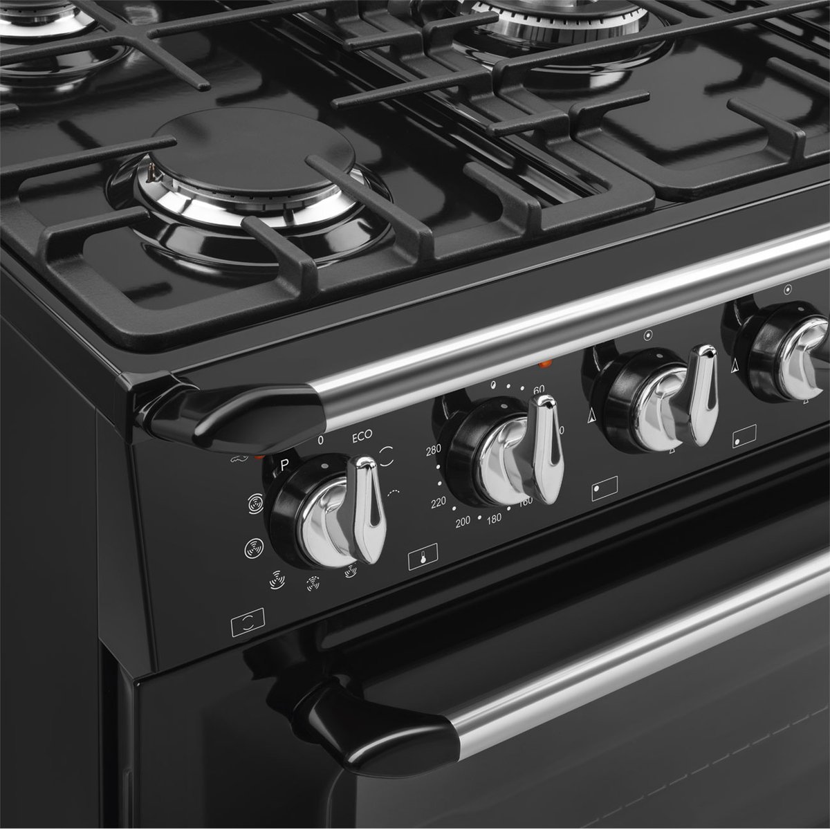 Piano de cuisson gaz 90cm pyrolyse TR90 noir brillant, SMEG