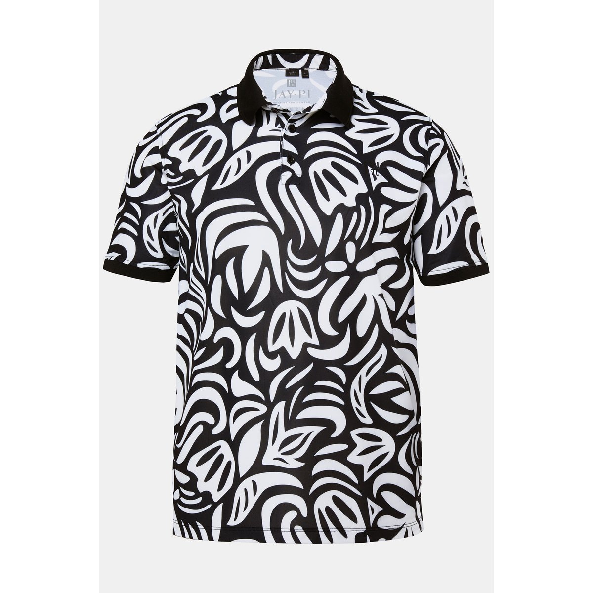 Polo en piqué imprimé all-over noir, JP1880