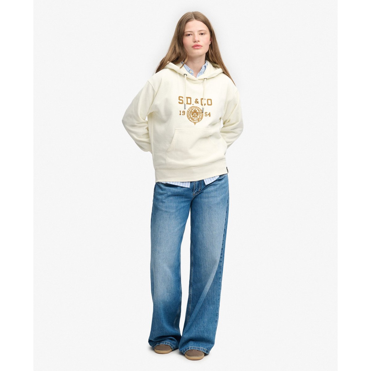 Sweat à capuche Athletic coupe décontractée crème, SUPERDRY
