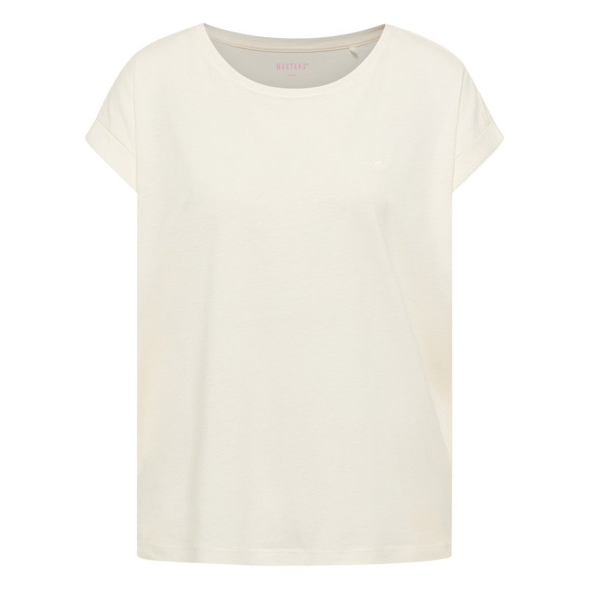 T-shirt écru uni avec une coupe large et des manches courtes beige, MUSTANG