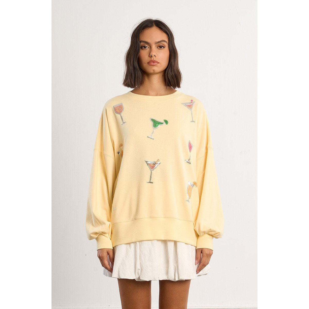 Sweat-shirt oversize en coton jaune jaune, LILI SIDONIO