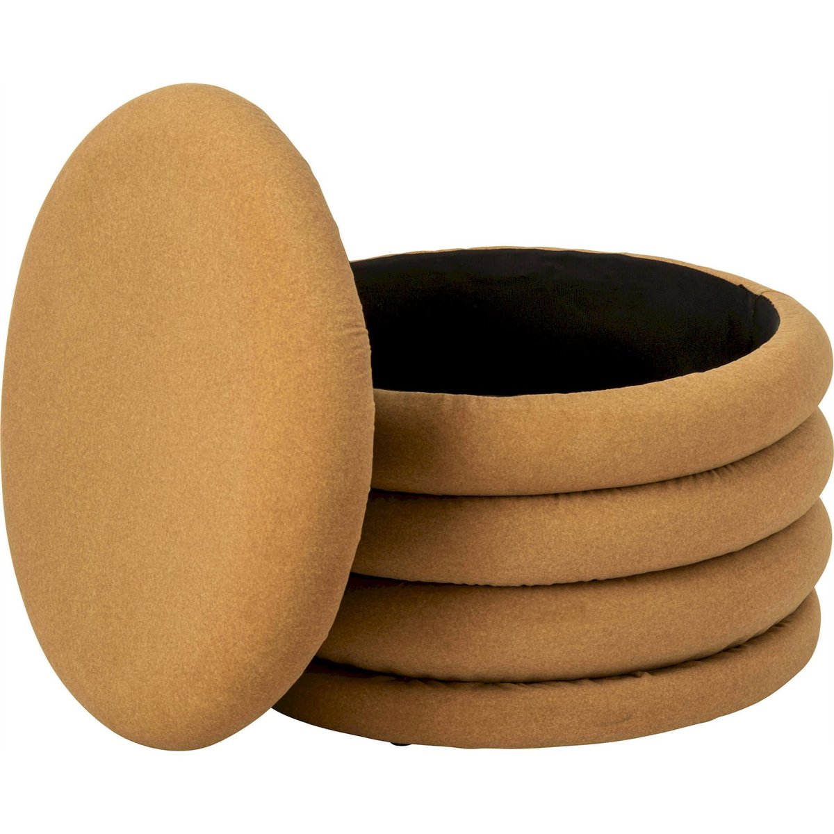Pouf rond en tissu ocre, RECOLLECTION