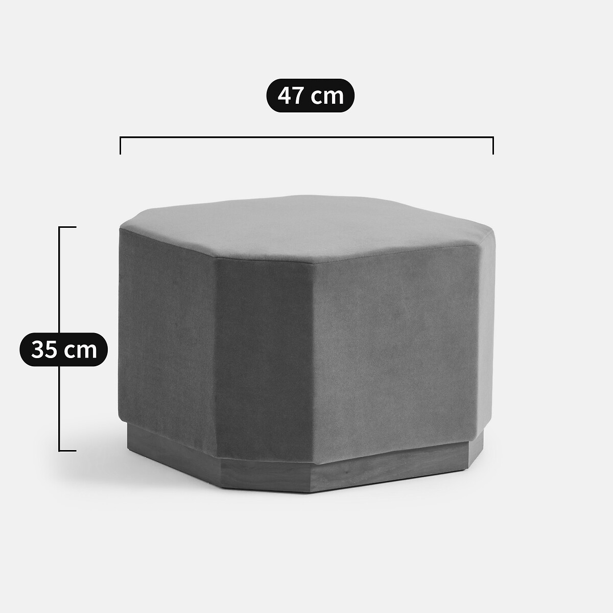 Pouf en velours, base en plaqué noyer, diamètre 47 cm, THALIO caramel, LA REDOUTE INTERIEURS