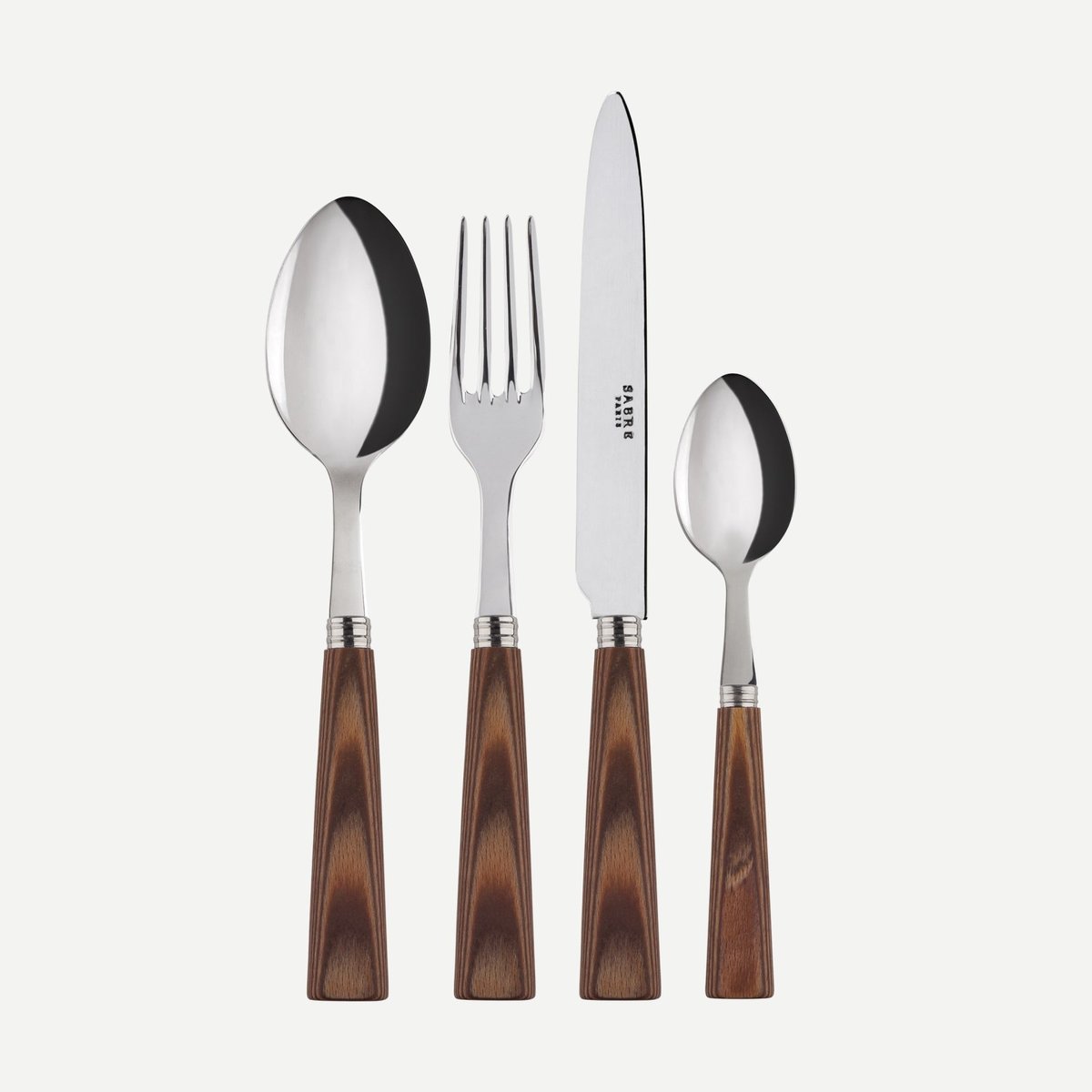 Set de 4 couverts de table, Nature bois stratifié clair, SABRE