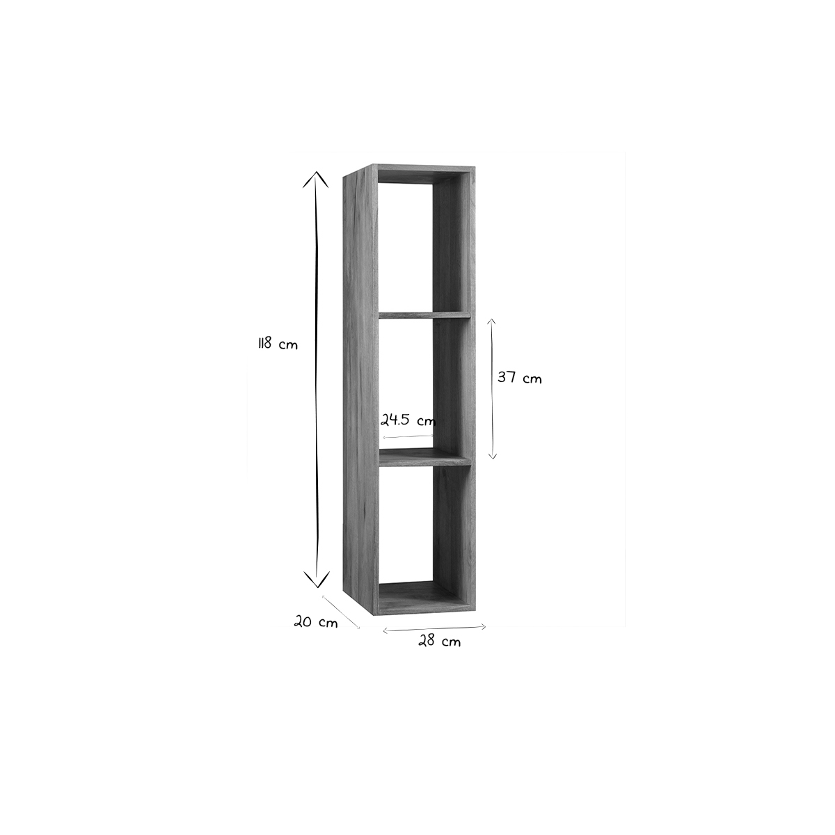 Étagère murale industrielle en bois manguier massif L28 cm YPSTER bois clair / noir, MILIBOO