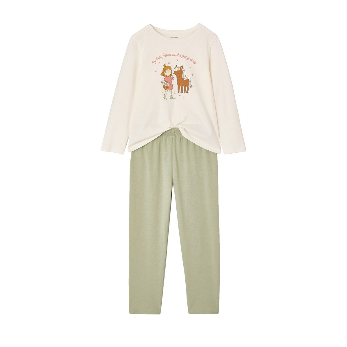 Lot 2 pyjamas vert sauge, VERTBAUDET