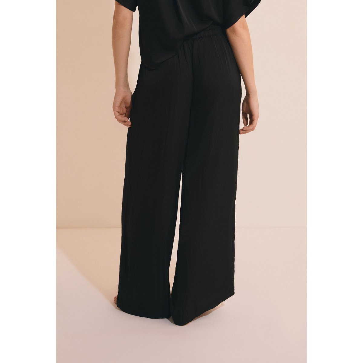 Pantalon de pyjama satiné coupe large CHEETA noir, ETAM
