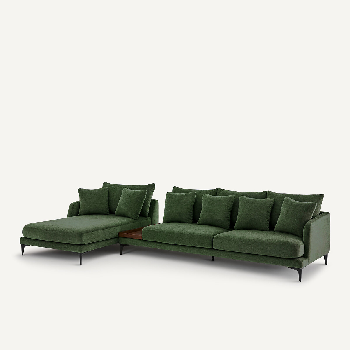 Mezzo divano con vassoio, in misto poliestere, MODERNISTE verde foresta, EMMANUEL GALLINA X AM.PM