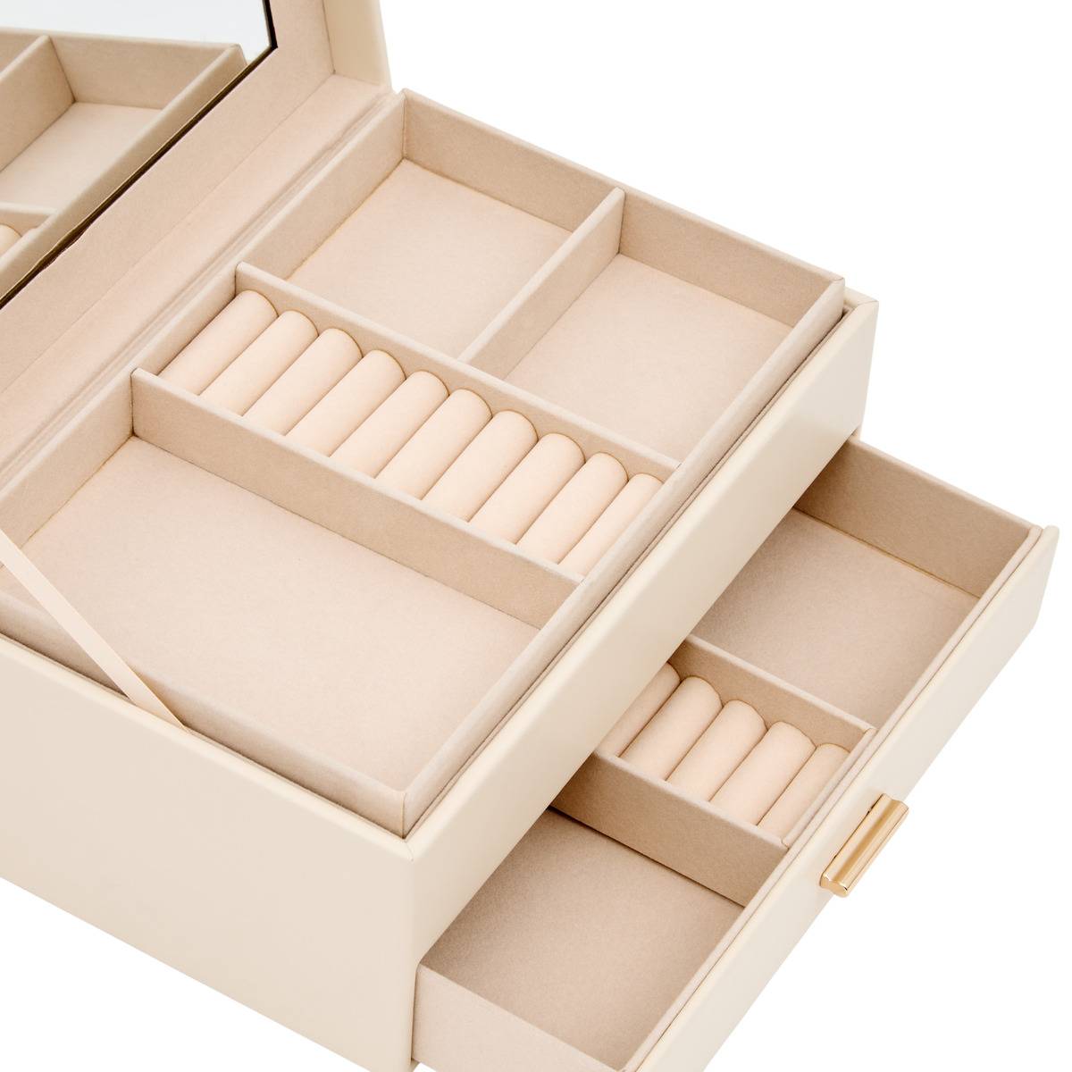 Boîte à bijoux rectangulaire avec tiroir NATTY blanc, ATMOSPHERA