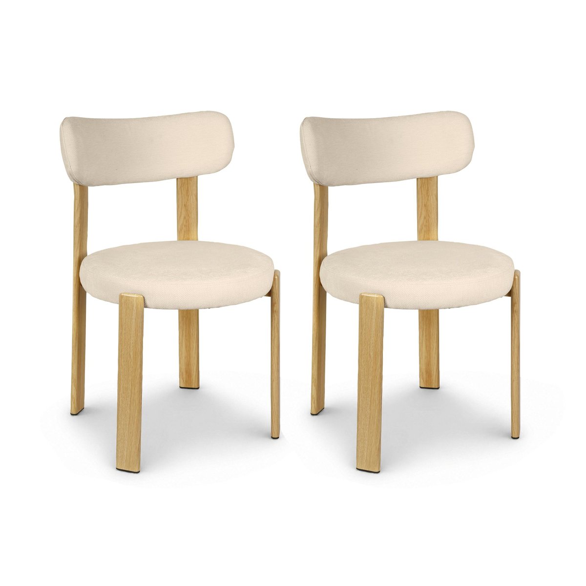 Lot de 2 chaises de table en tissu, LILY couleur unique, NOW'S HOME