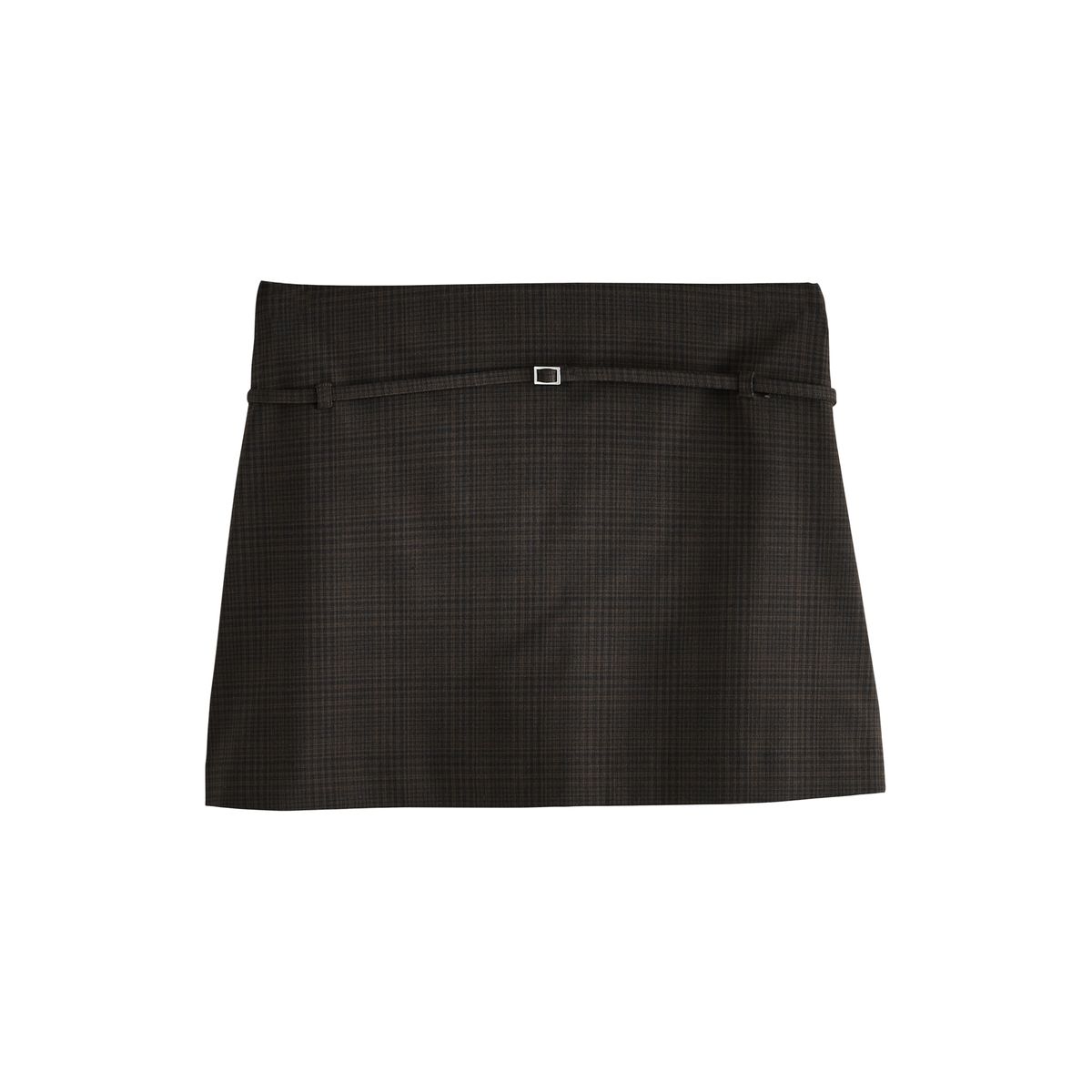 Mini jupe-short avec ceinture carreaux marron chocolat, NEXT