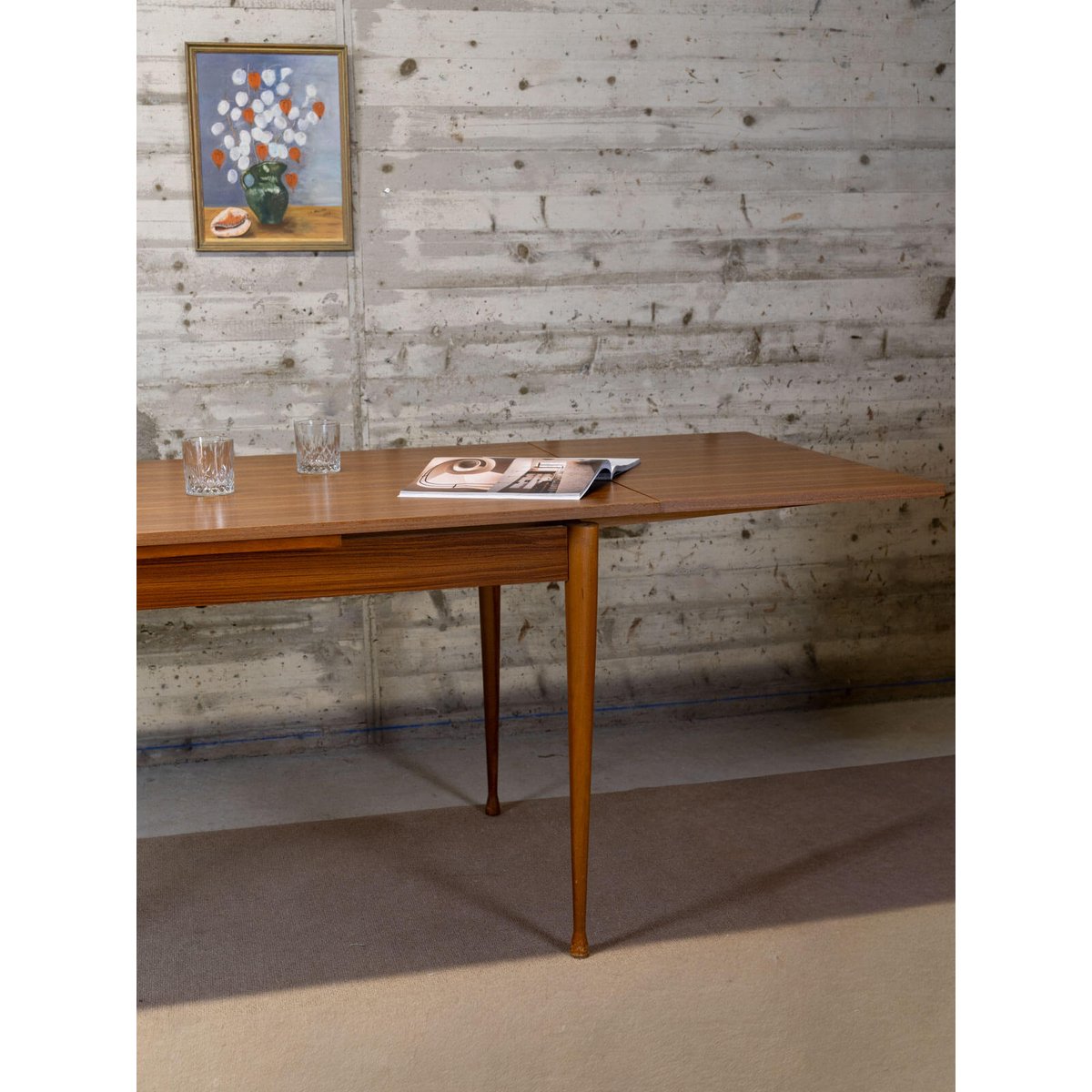 Table à manger scandinave en bois Karla N°1184 - Bon état bois foncé, DEBONGOUT
