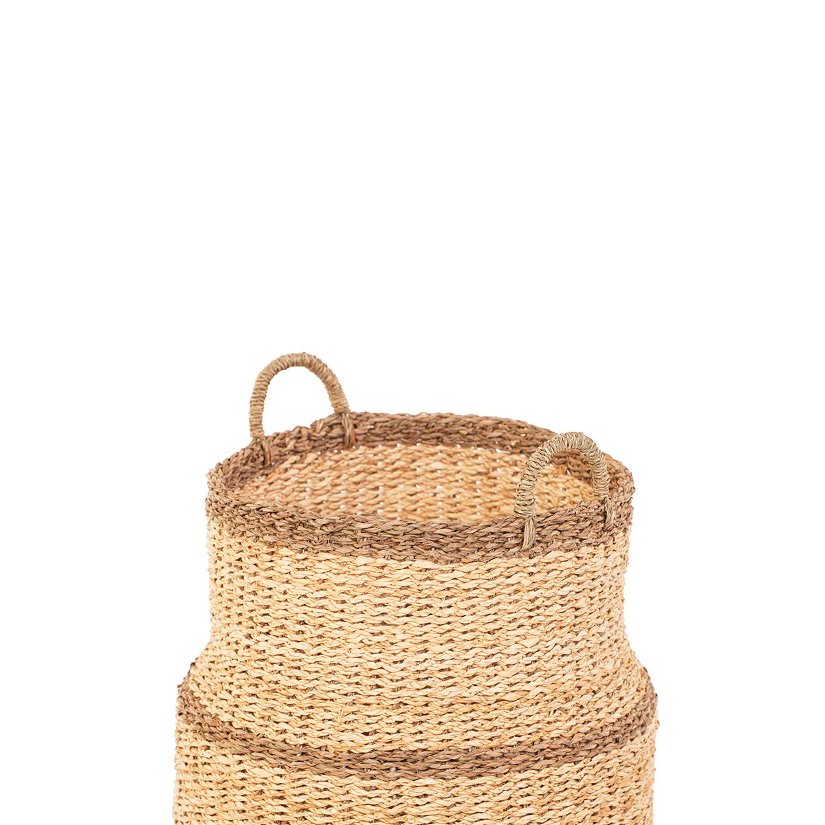 Panier jonc de mer naturel et brun v002237, MAISON AUBERTIN