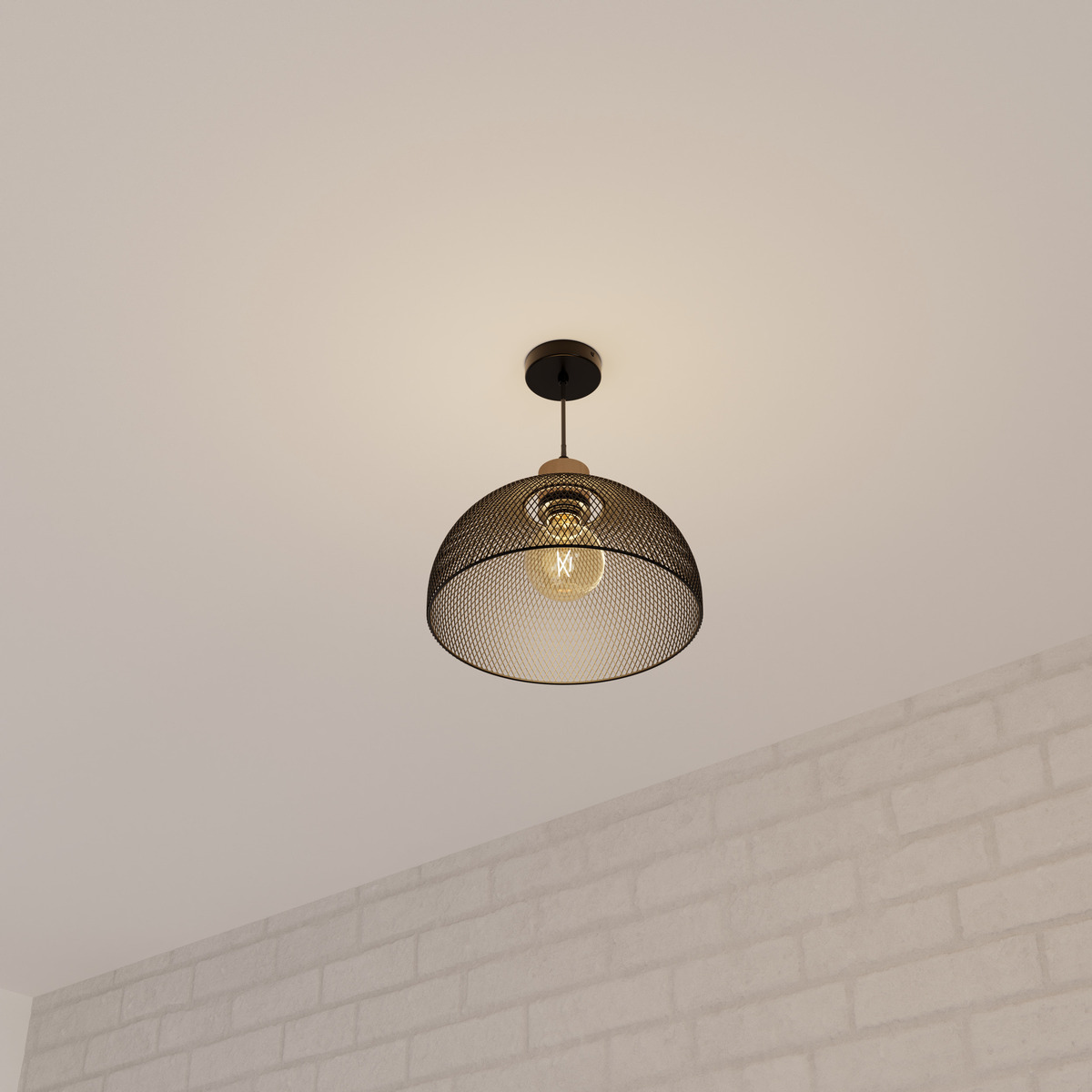 Suspension métal bois de pin SAM noir, ATMOSPHERA