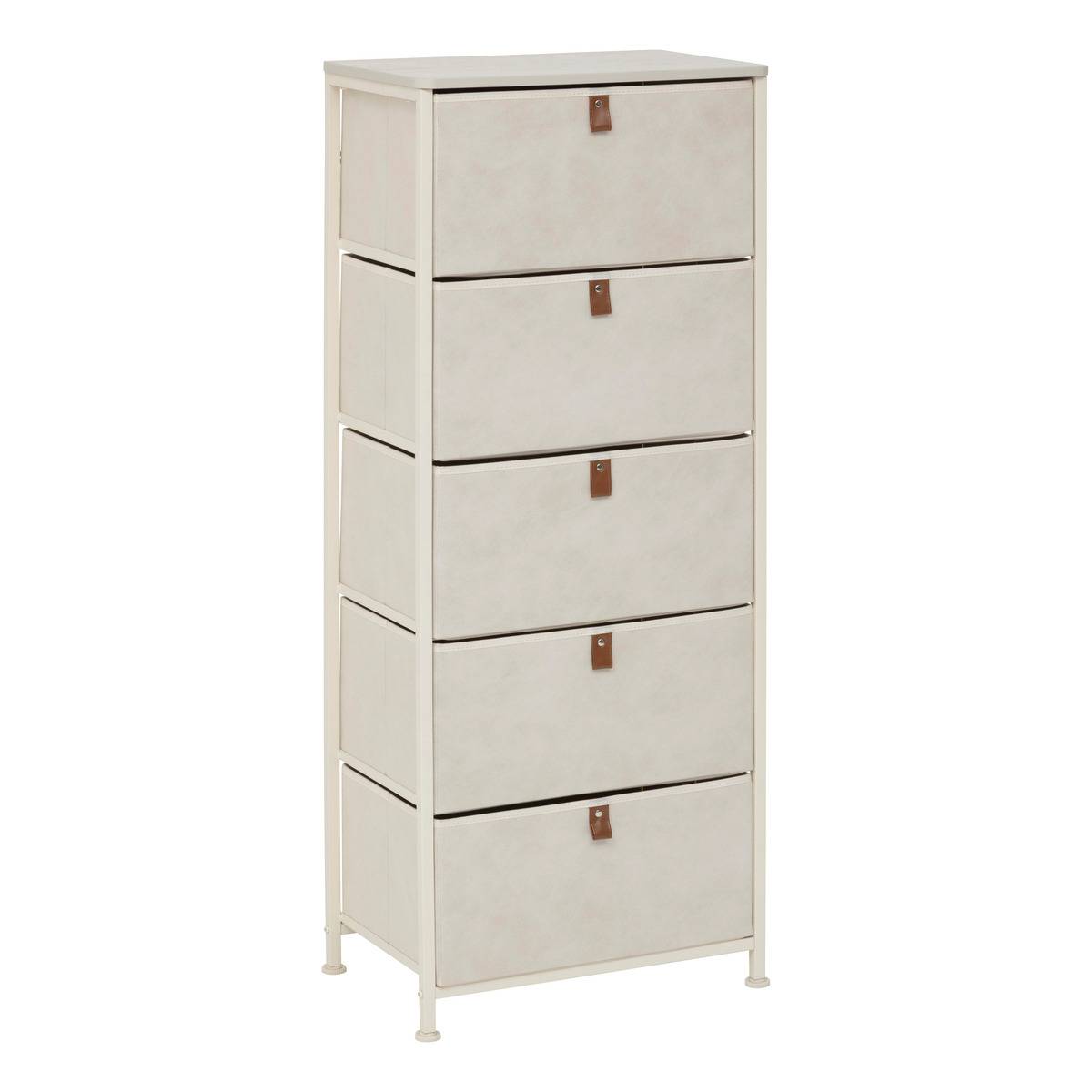 Rangement haut 5 tiroirs en acier et bois TISSA beige, 5FIVE SIMPLY SMART