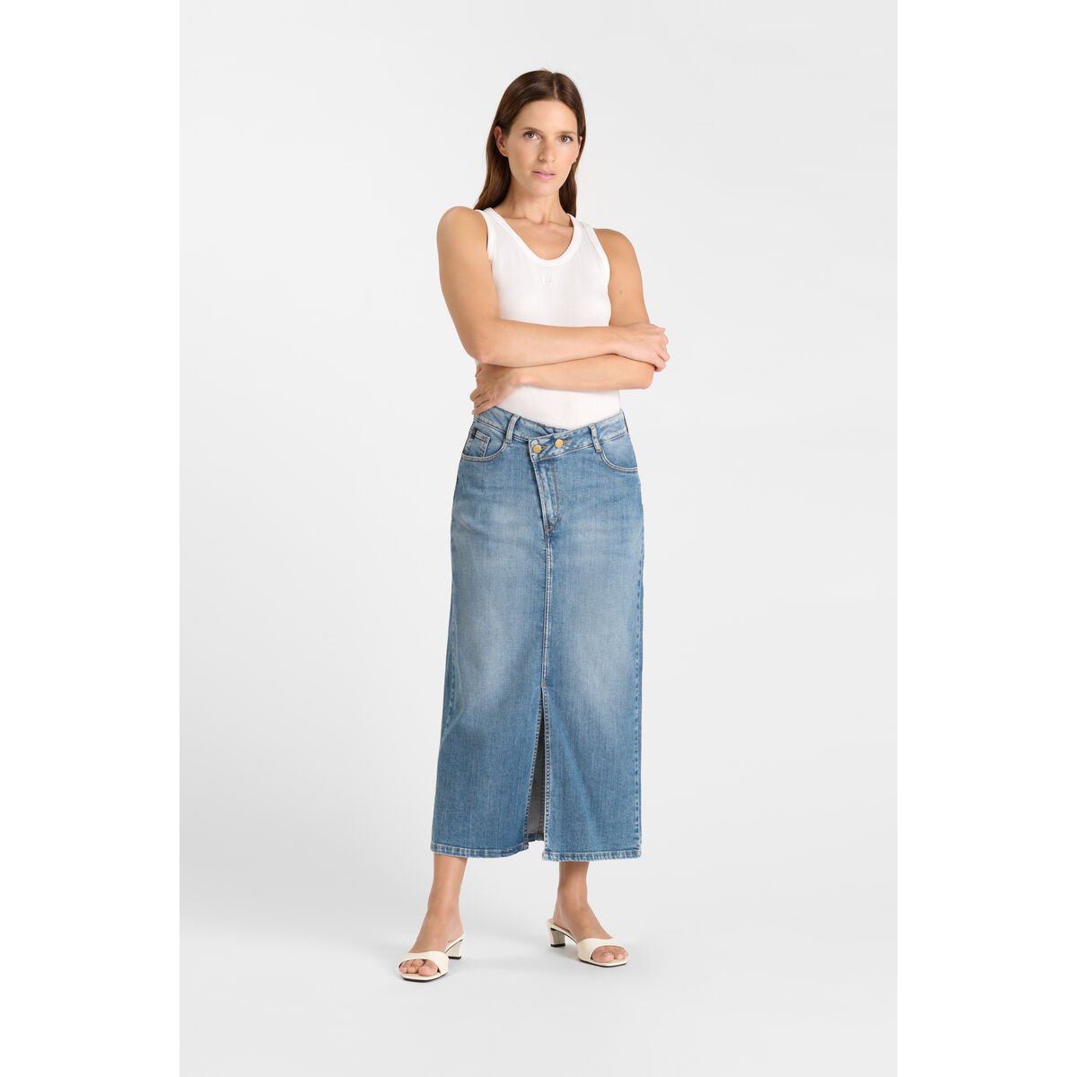 Jupe droite en jeans ERYKHA blue, LE TEMPS DES CERISES