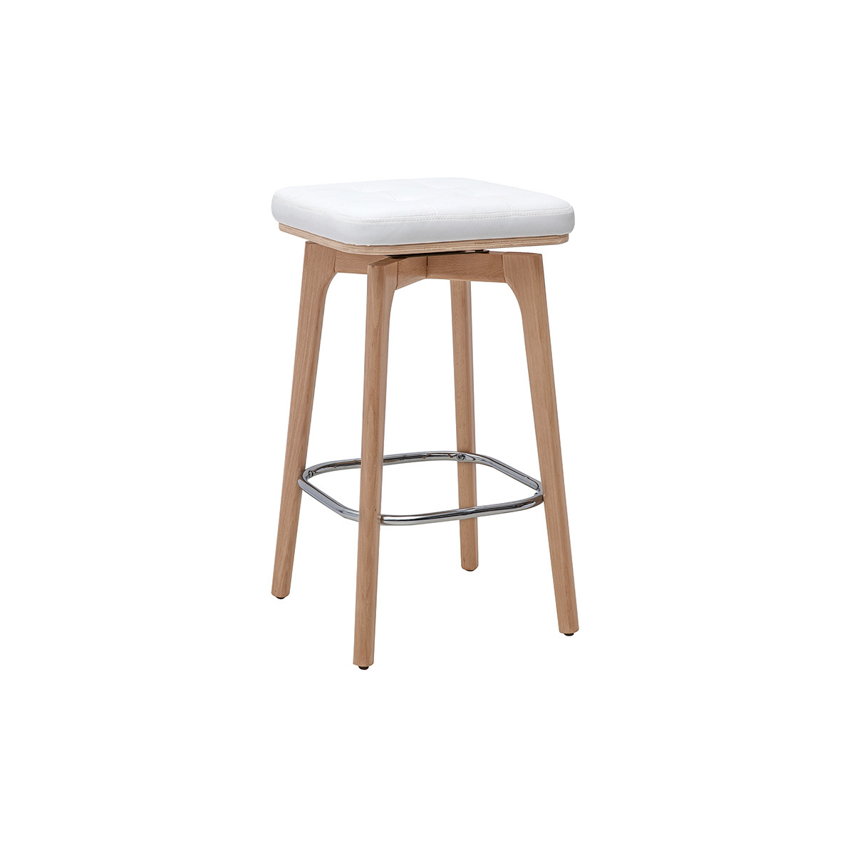 Tabourets de bar pivotants 360° blancs et bois clair H67.5 cm (lot de 2) GRAMMA blanc, MILIBOO