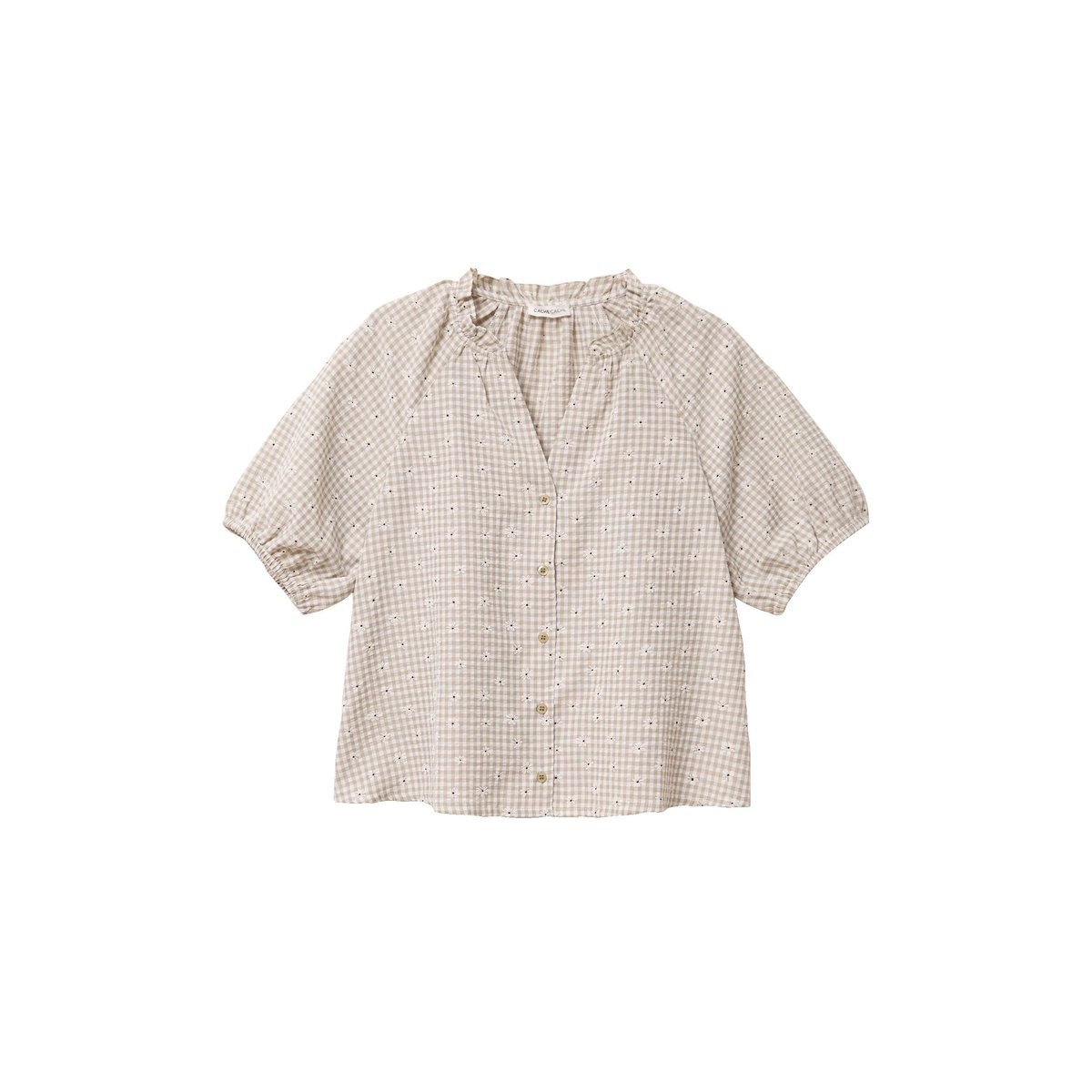 Blouse droite col v manches courtes gris, CACHE CACHE