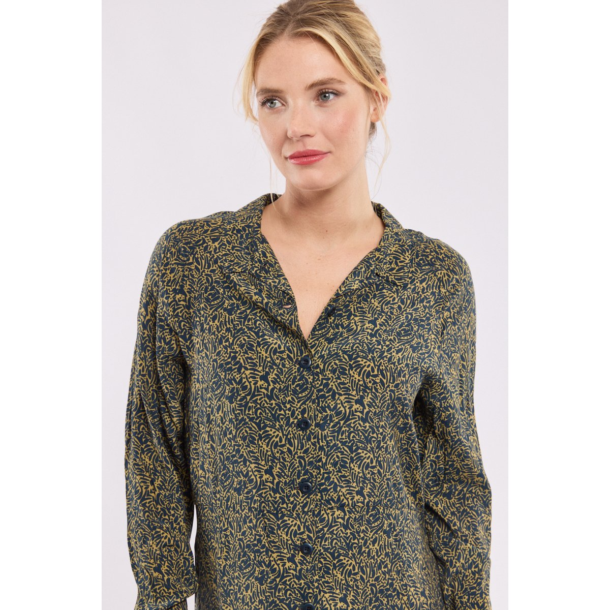 Robe chemise imprimée en Cupro imprimé ombrage, ARMOR-LUX