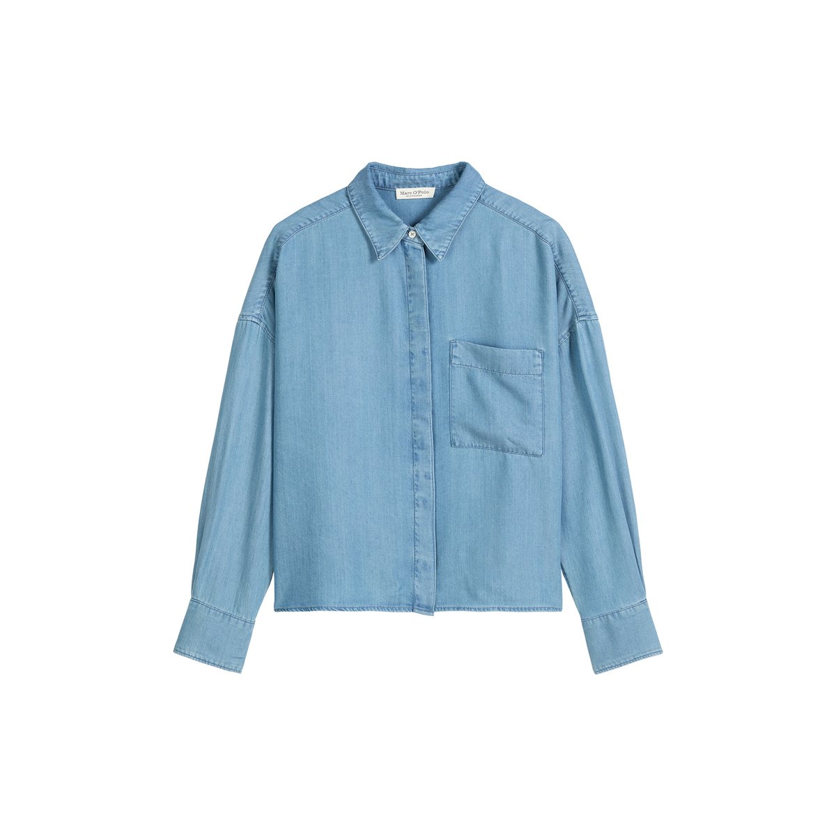 Blouse en jean regular en TENCEL™ Lyocell bleu moyen, MARC O'POLO