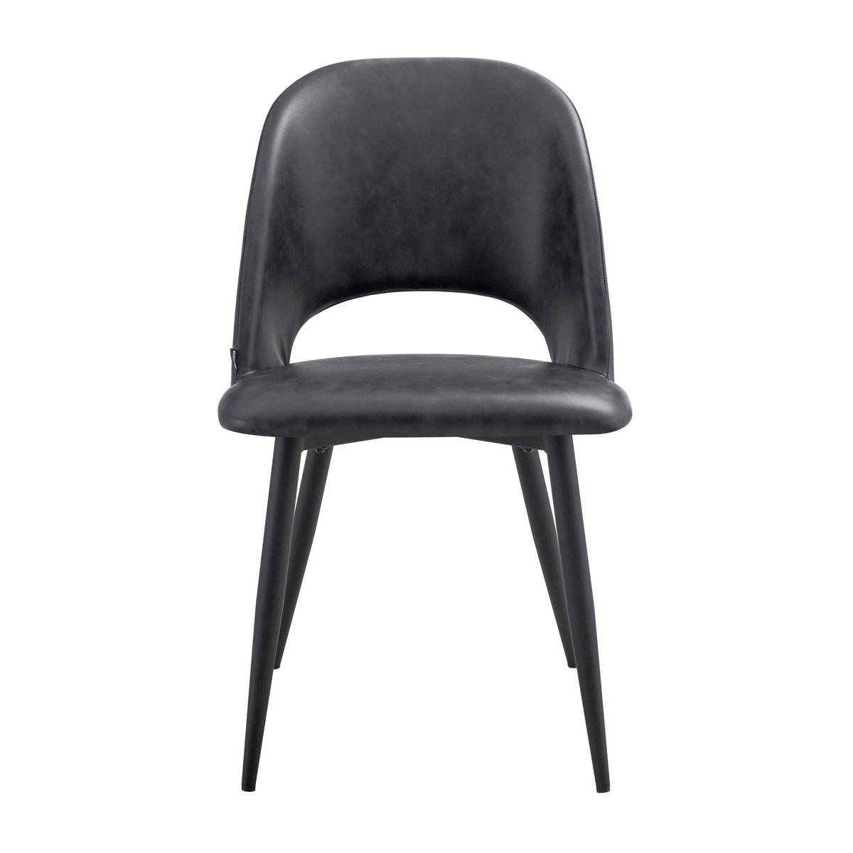 Lot de 2 chaises en acier et cuir synthétique, LOU noir, OVIALA