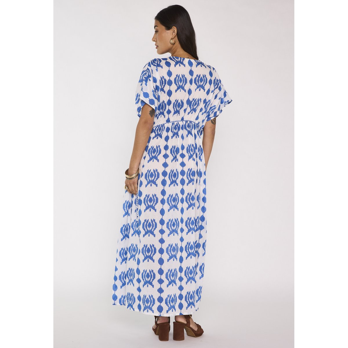 Robe droite imprimée en coton PROMESSE bleu roi, Maison 123