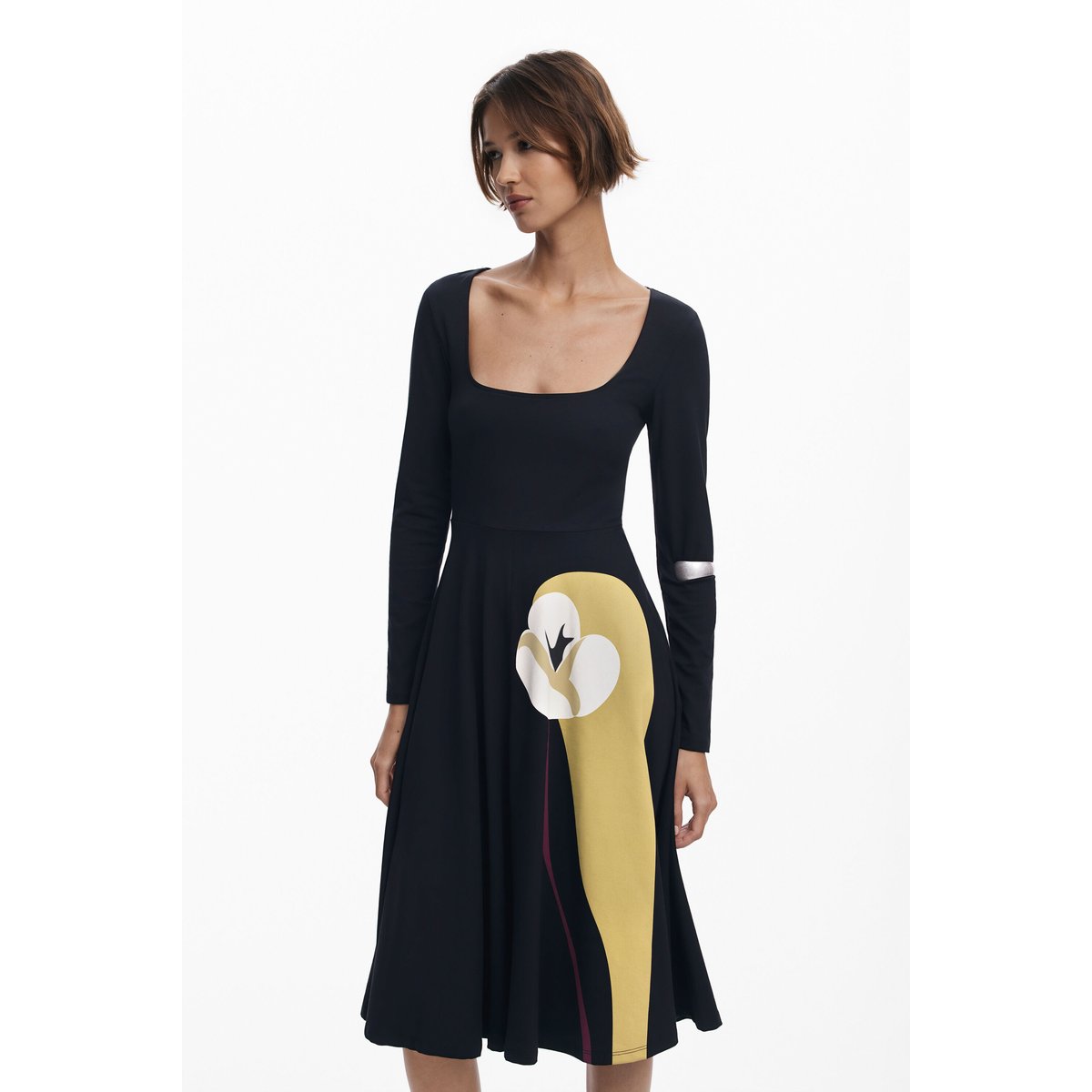 Robe évasée lys noir, DESIGUAL