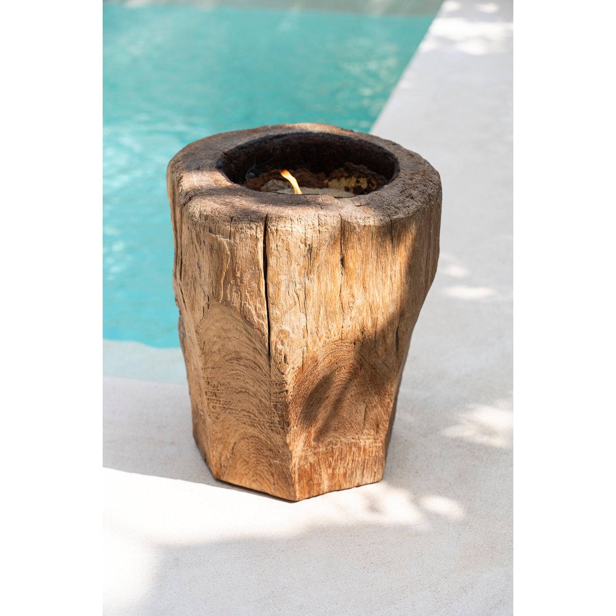 Bougeoir en bois de teck CANDLE beige, BAZAR BIZAR