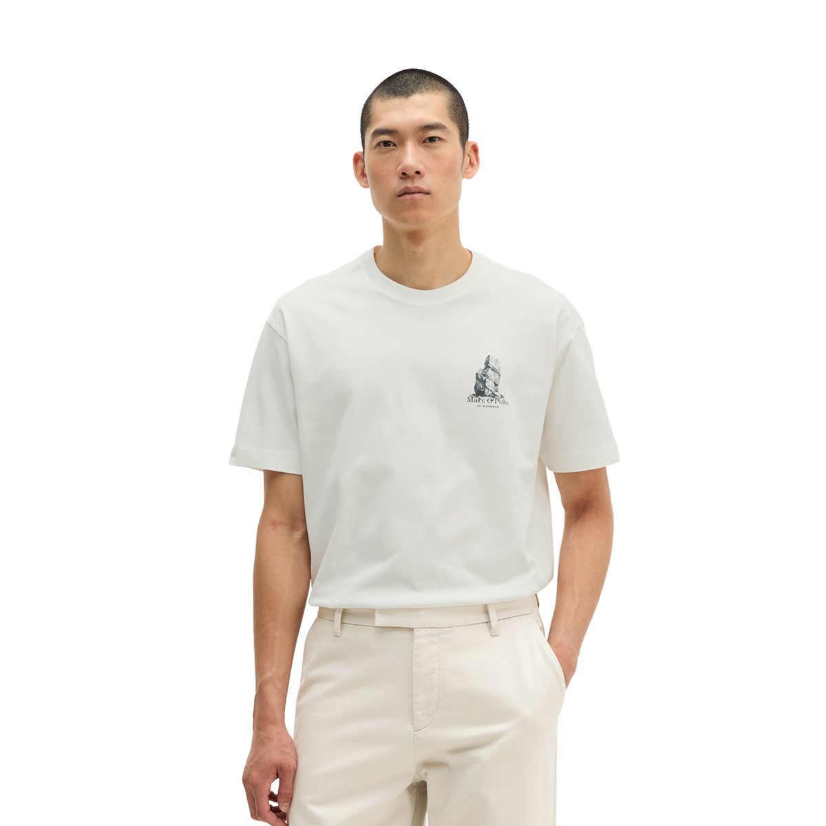 T-shirt regular avec un grand imprimé au dos blanc, MARC O'POLO