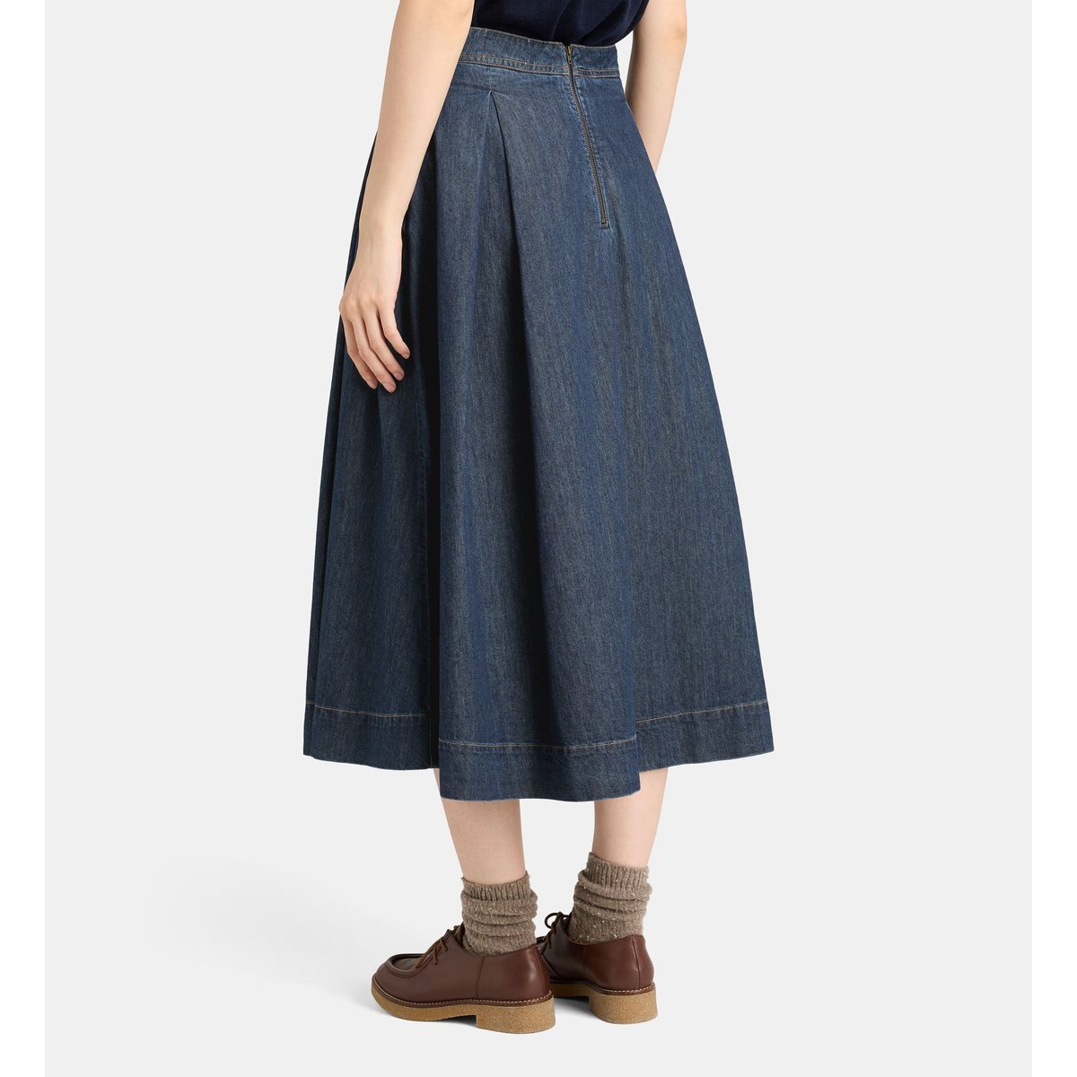 Jupe évasée onyx coton denim bleu foncé, JODHPUR