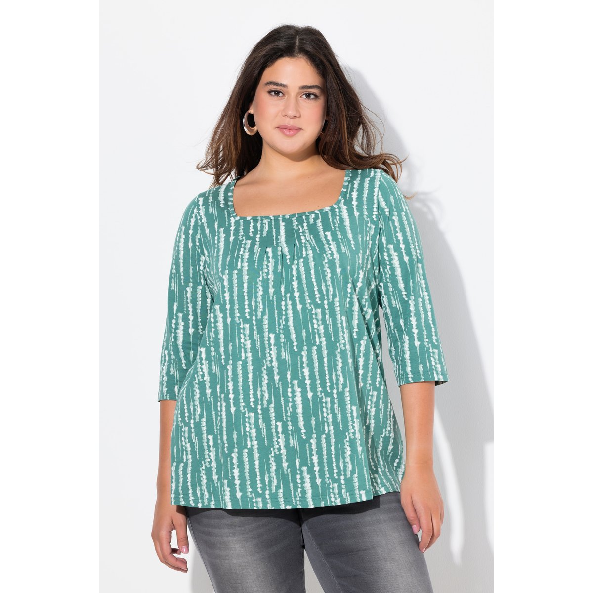 T-shirt avec plis fantaisie vert, ULLA POPKEN
