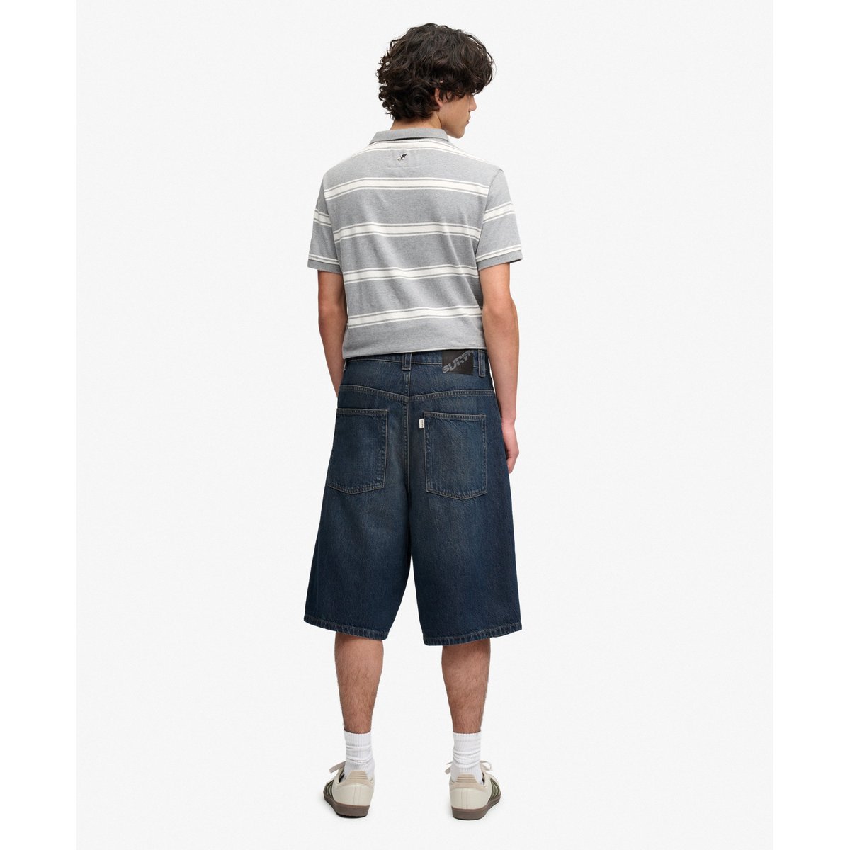 Short en jean délavé oversize indigo vintage vipère, SUPERDRY